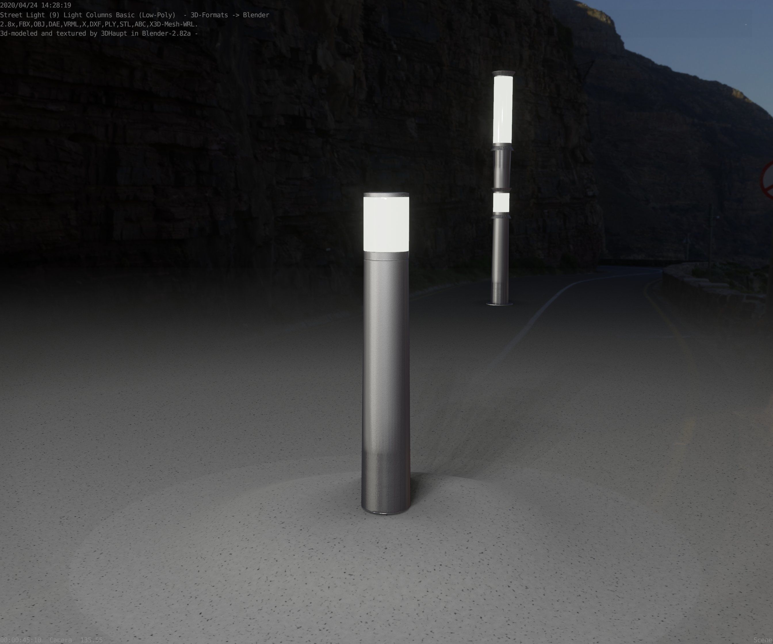 Low-Poly Basic Light Column 11 - Street Light Set-9 Low-poly 3D model_95