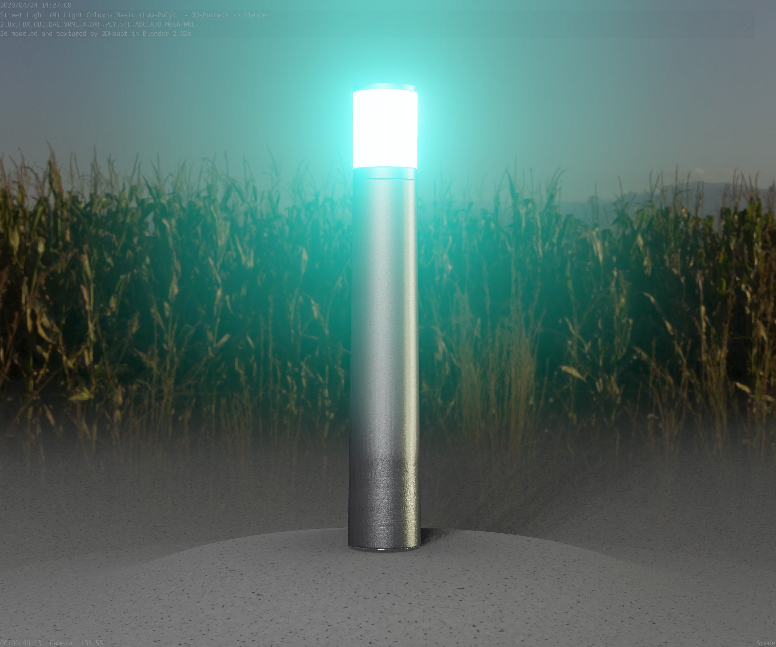 Low-Poly Basic Light Column 11 - Street Light Set-9 Low-poly 3D model_50