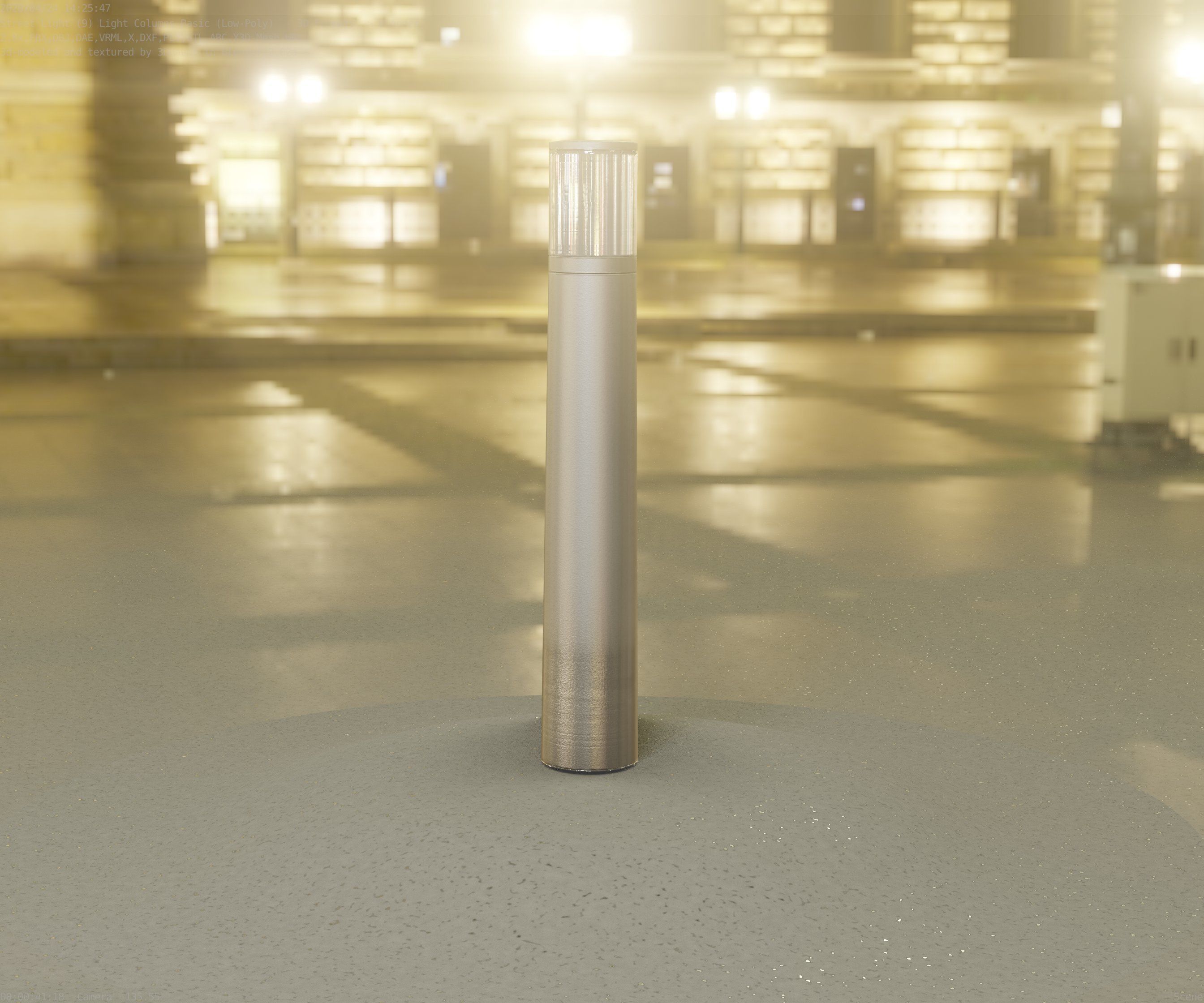 Low-Poly Basic Light Column 11 - Street Light Set-9 Low-poly 3D model_7