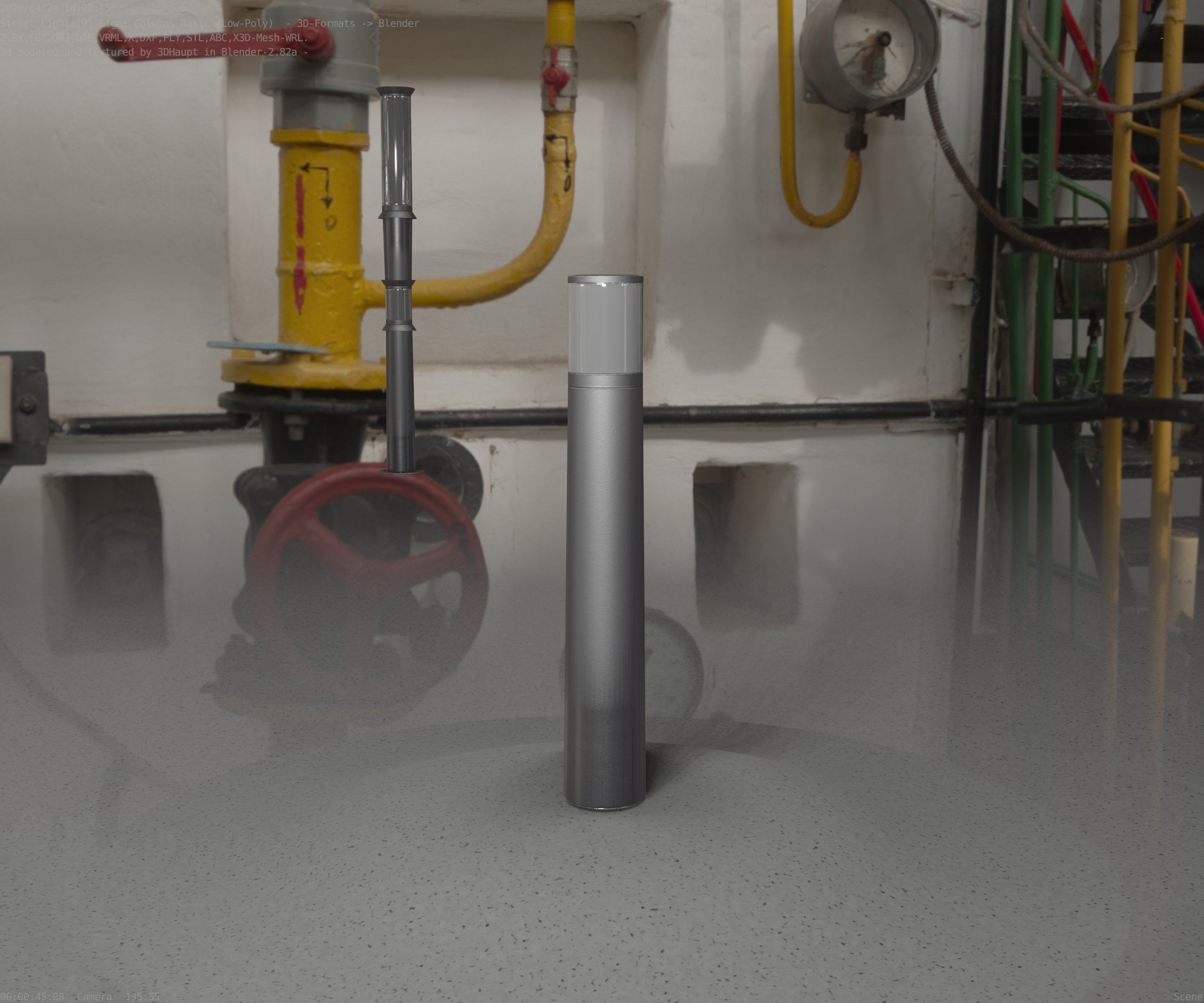 Low-Poly Basic Light Column 11 - Street Light Set-9 Low-poly 3D model_93