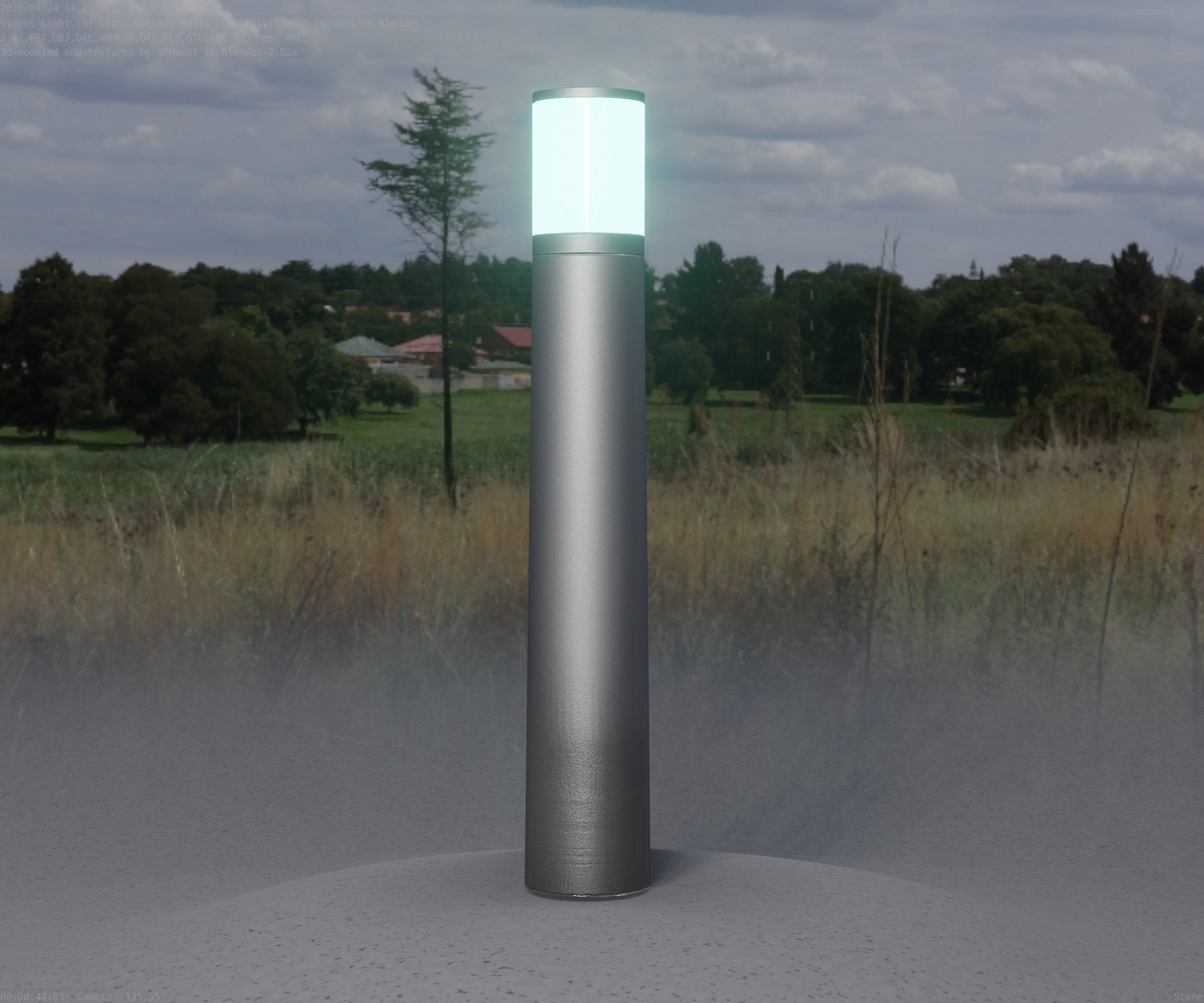 Low-Poly Basic Light Column 11 - Street Light Set-9 Low-poly 3D model_65