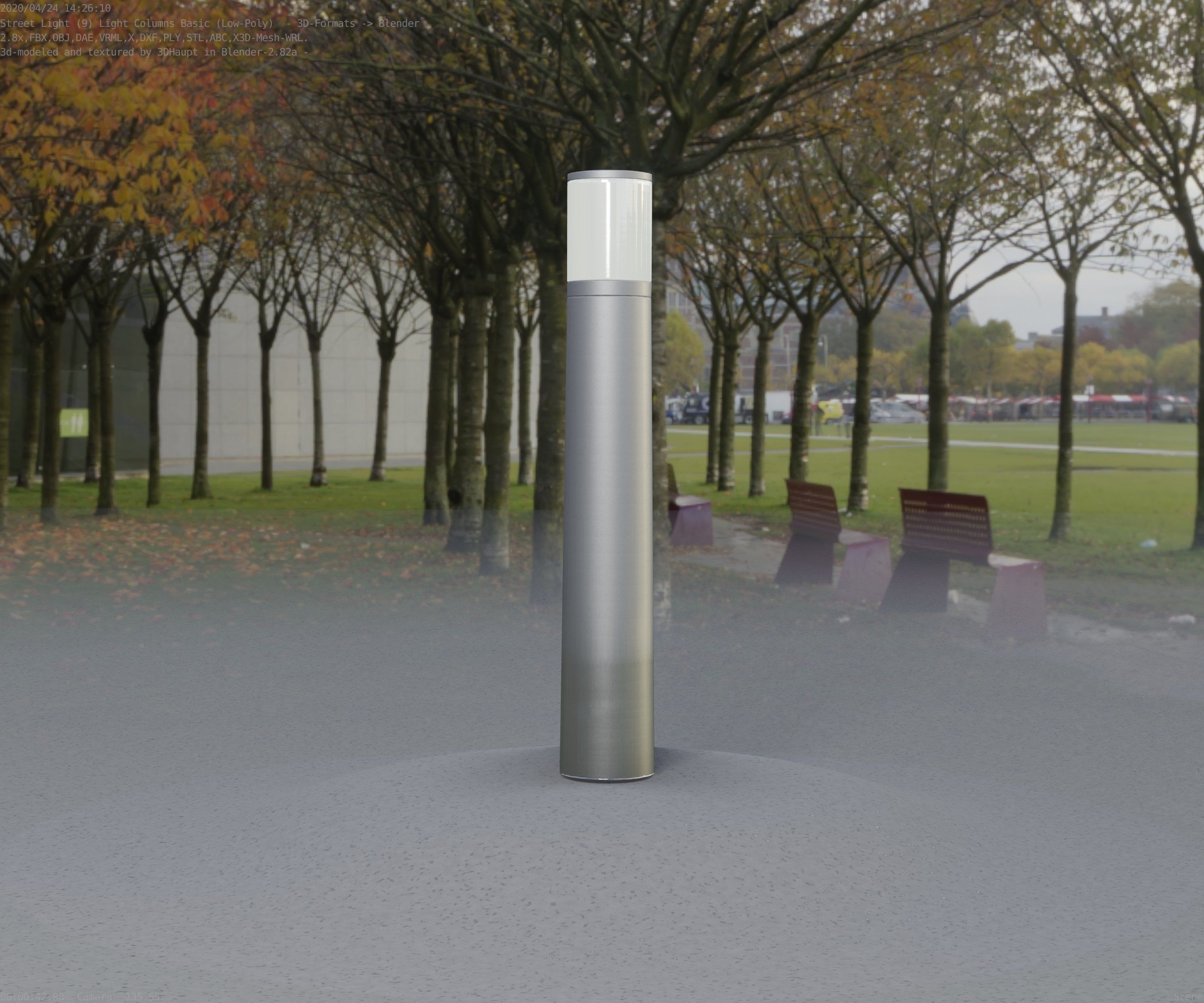 Low-Poly Basic Light Column 11 - Street Light Set-9 Low-poly 3D model_21