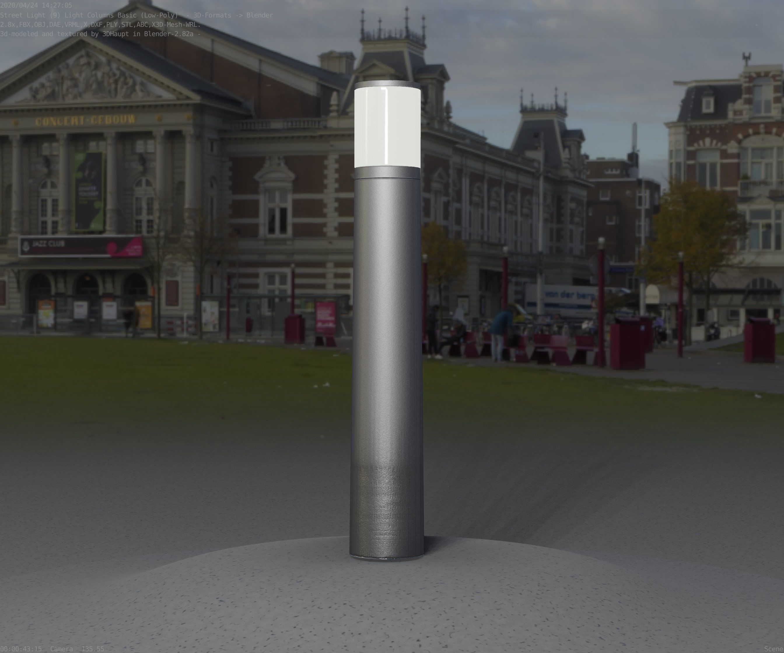 Low-Poly Basic Light Column 11 - Street Light Set-9 Low-poly 3D model_52