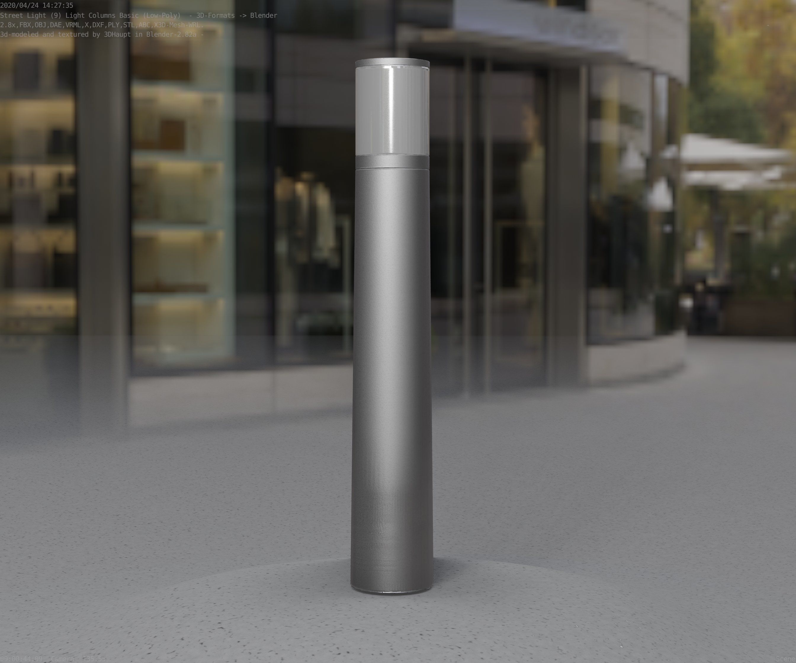 Low-Poly Basic Light Column 11 - Street Light Set-9 Low-poly 3D model_70