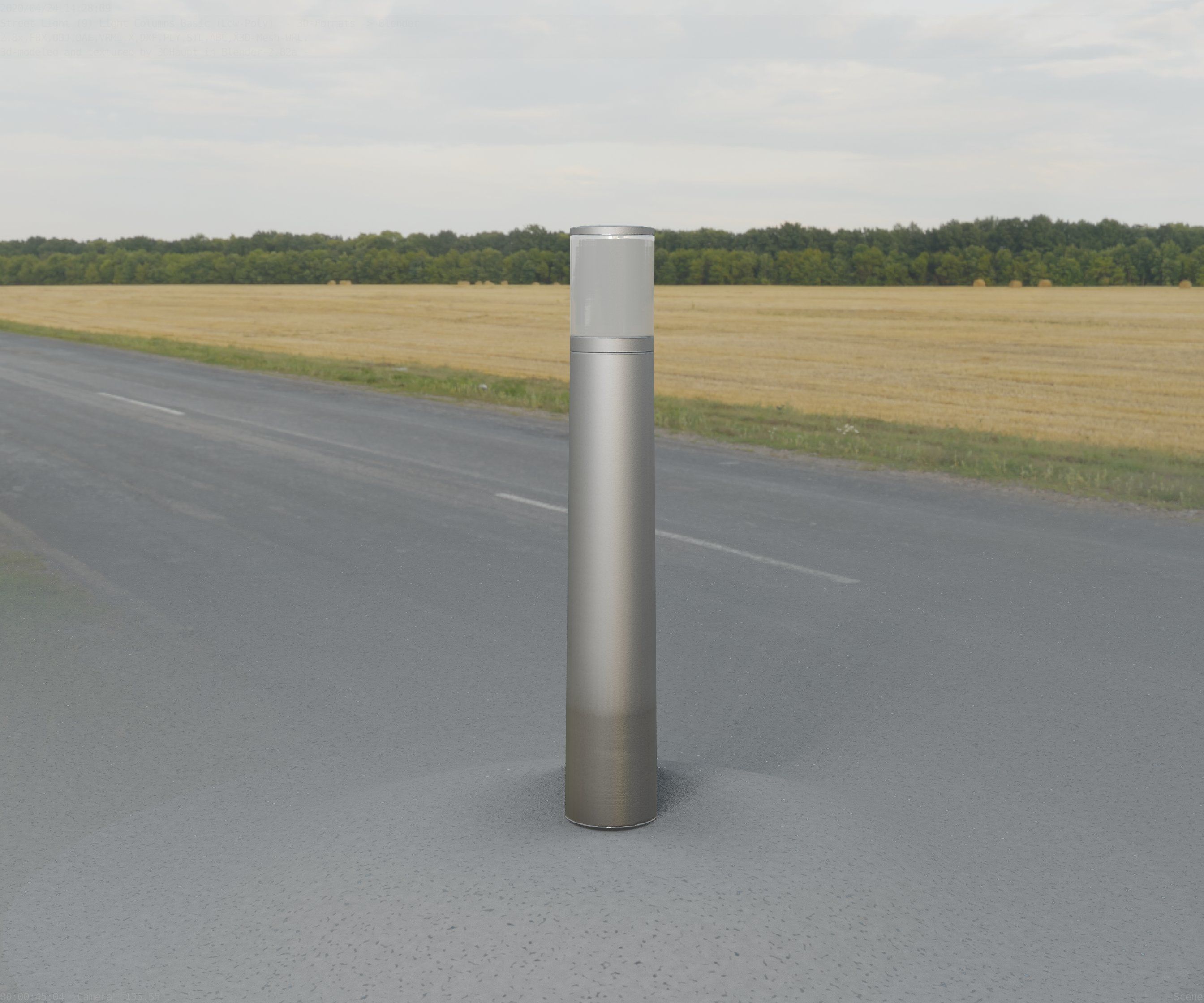 Low-Poly Basic Light Column 11 - Street Light Set-9 Low-poly 3D model_89