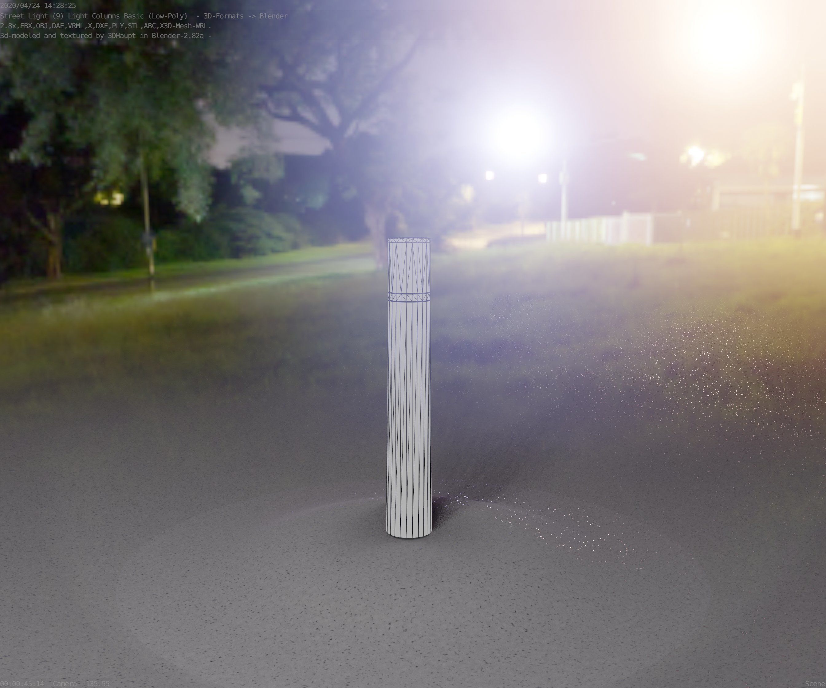 Low-Poly Basic Light Column 11 - Street Light Set-9 Low-poly 3D model_99