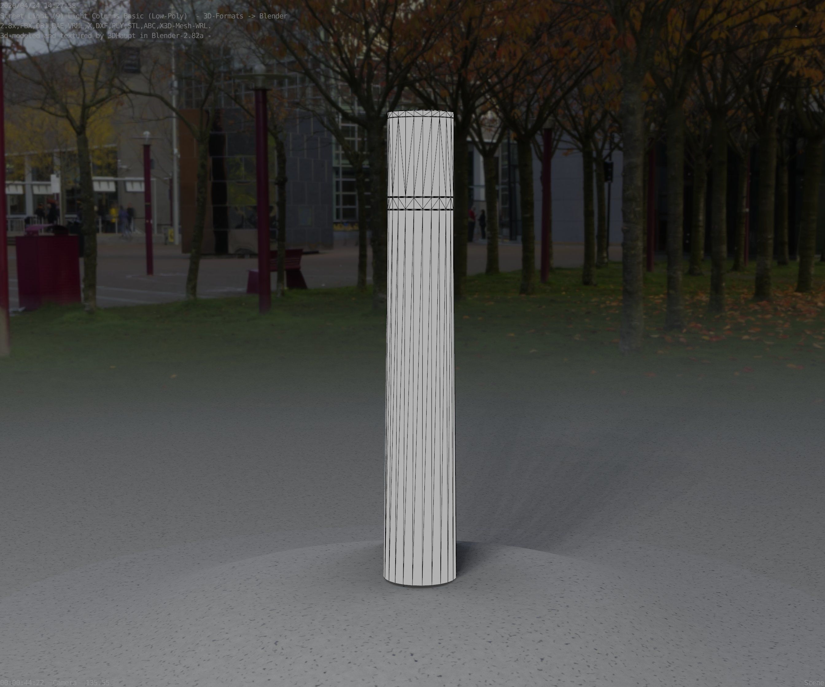Low-Poly Basic Light Column 11 - Street Light Set-9 Low-poly 3D model_83
