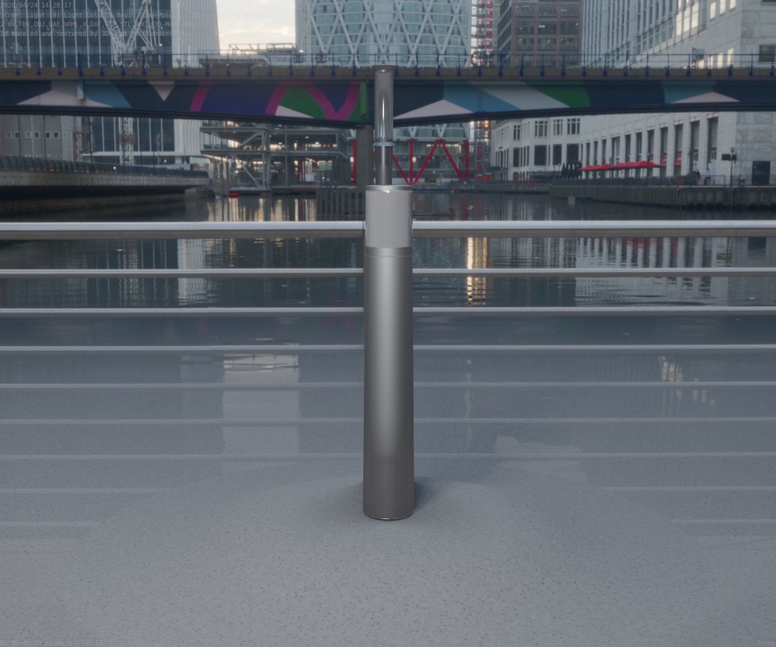 Low-Poly Basic Light Column 11 - Street Light Set-9 Low-poly 3D model_94