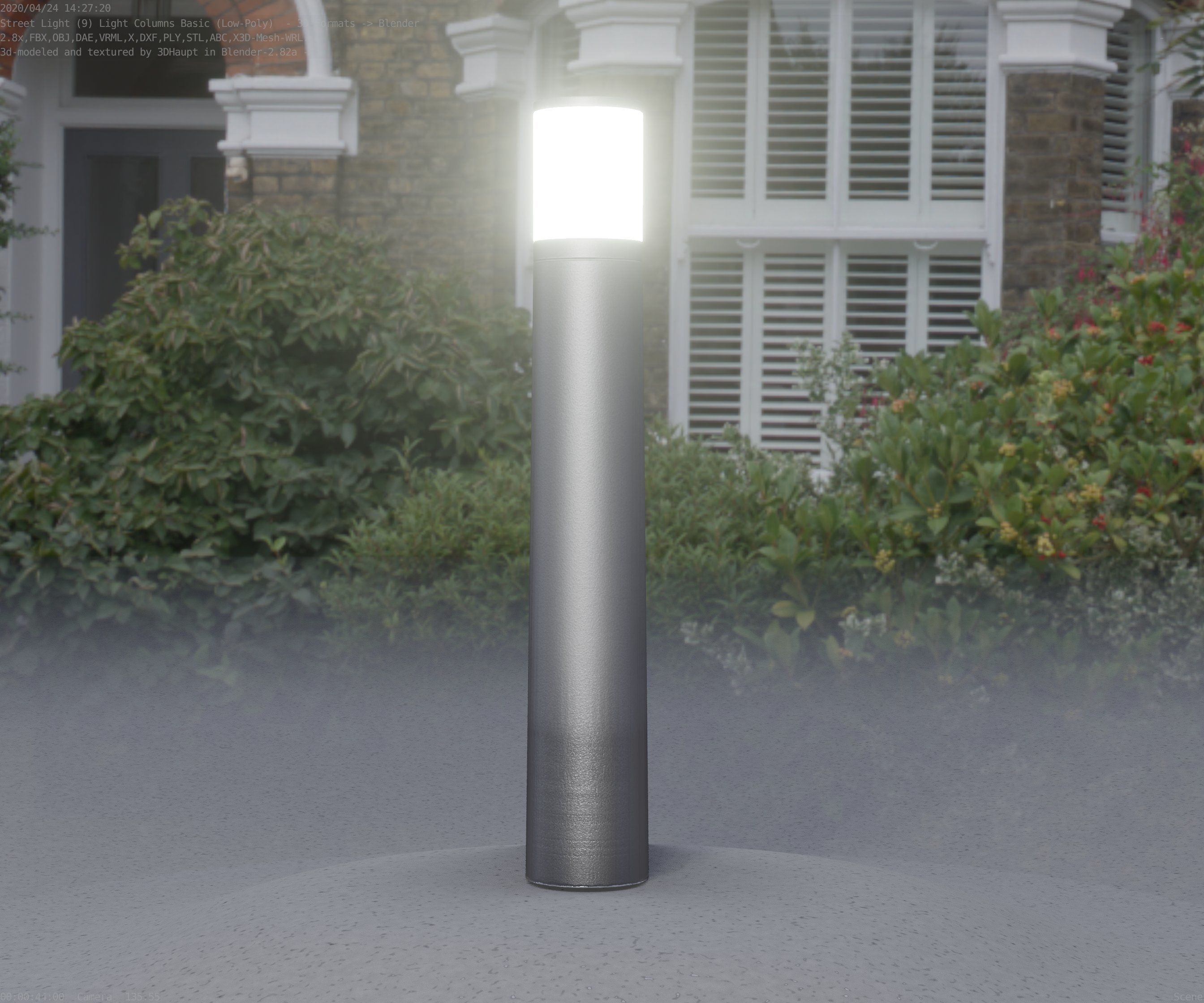 Low-Poly Basic Light Column 11 - Street Light Set-9 Low-poly 3D model_61