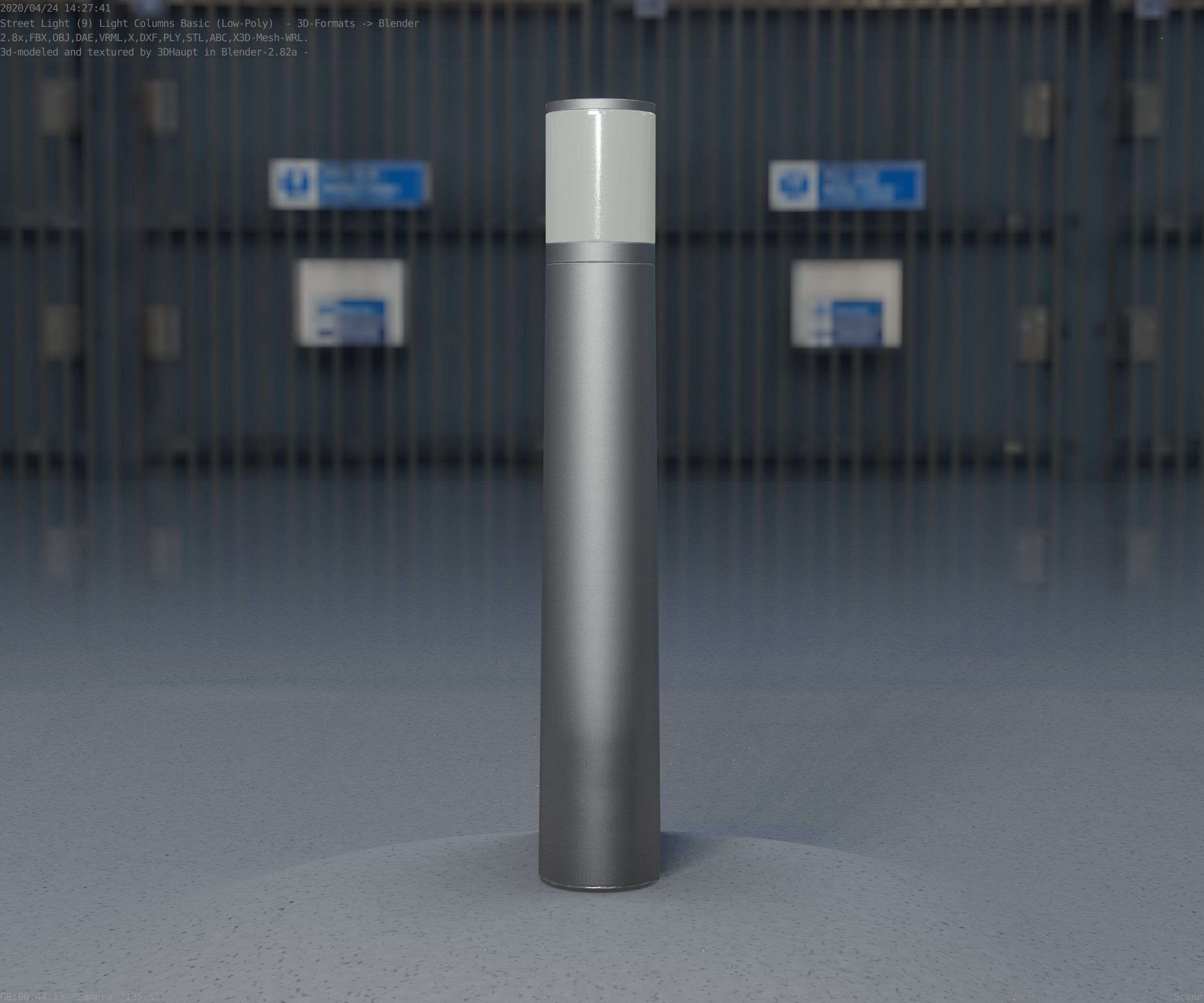 Low-Poly Basic Light Column 11 - Street Light Set-9 Low-poly 3D model_74