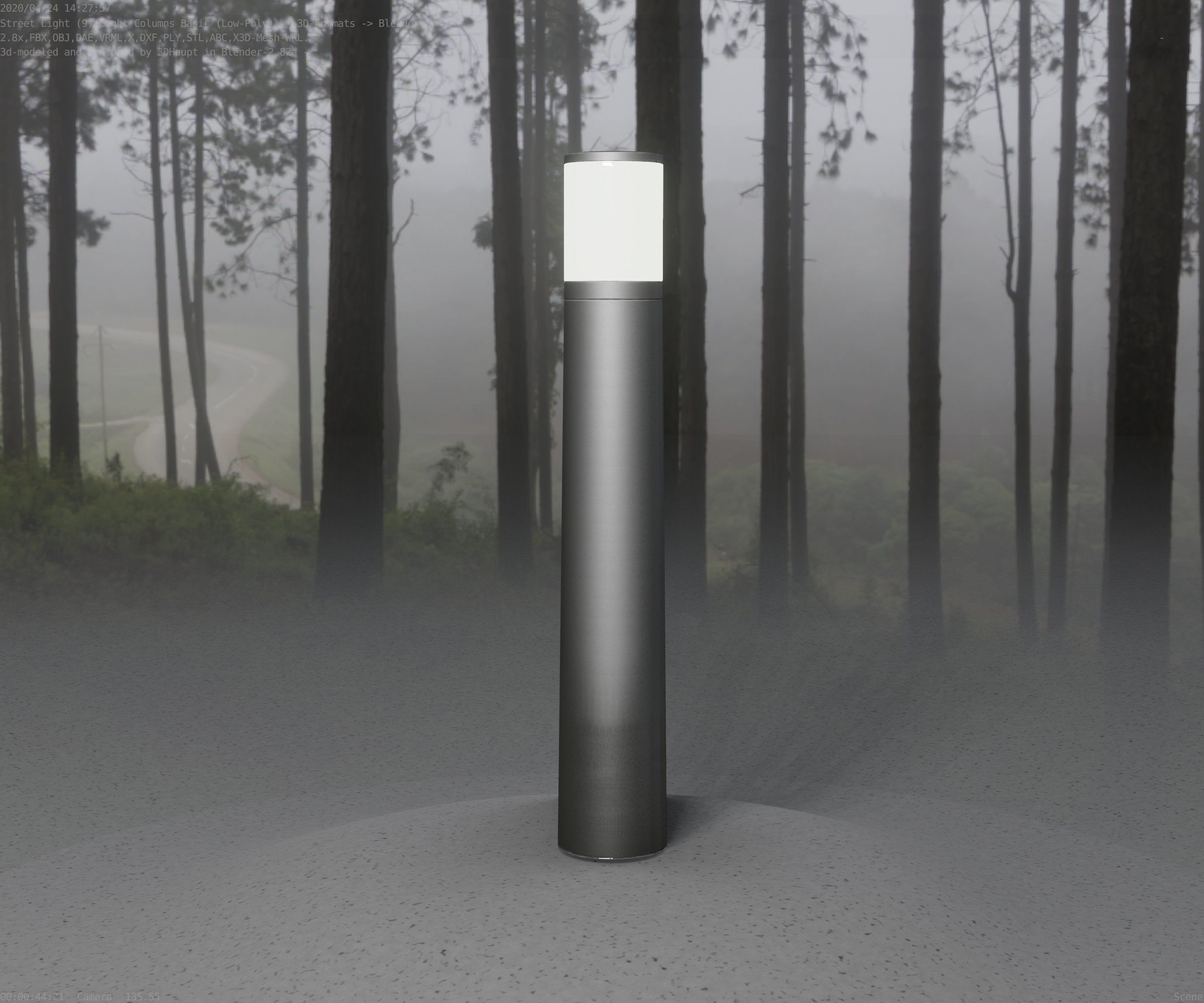 Low-Poly Basic Light Column 11 - Street Light Set-9 Low-poly 3D model_82