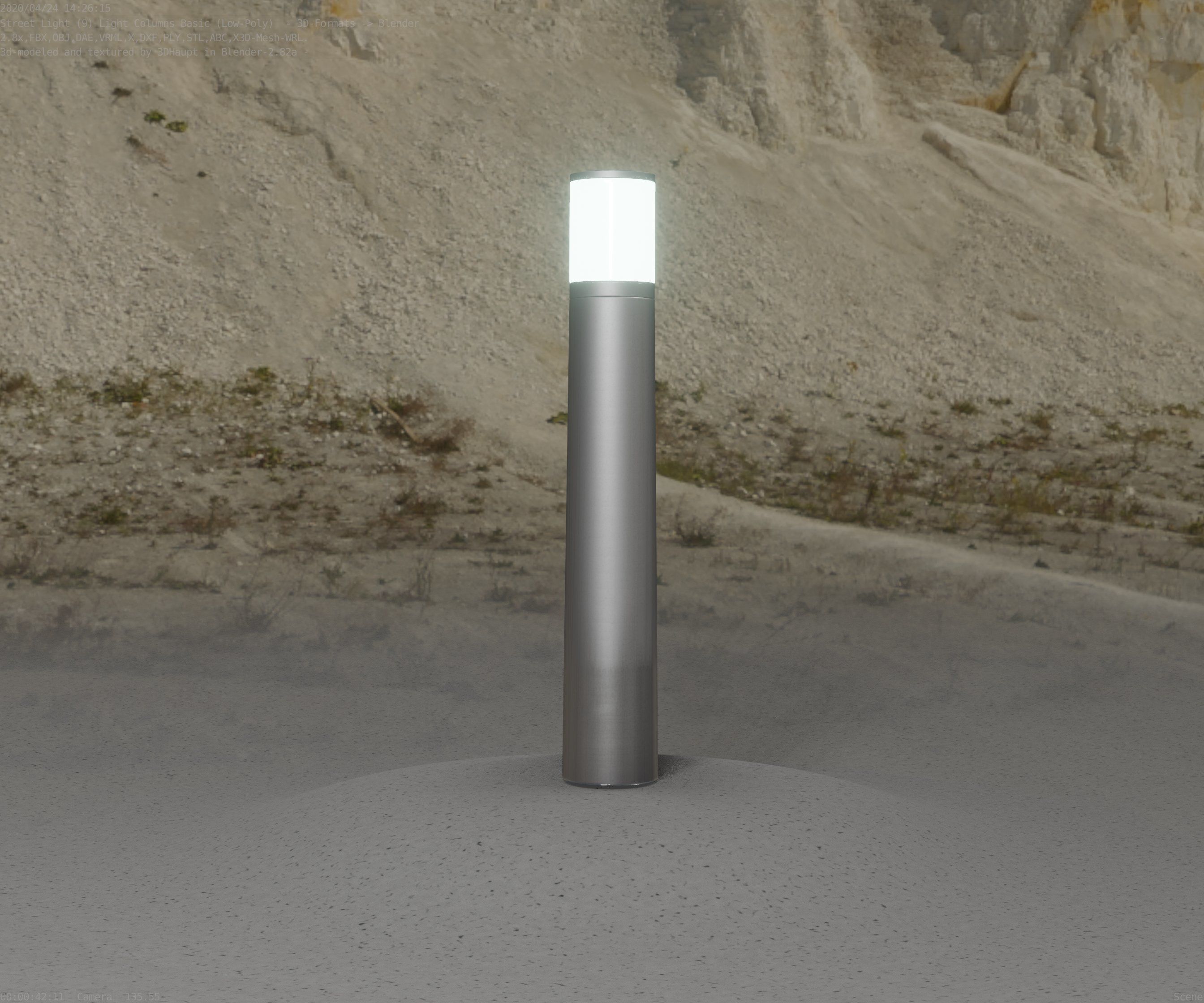 Low-Poly Basic Light Column 11 - Street Light Set-9 Low-poly 3D model_24