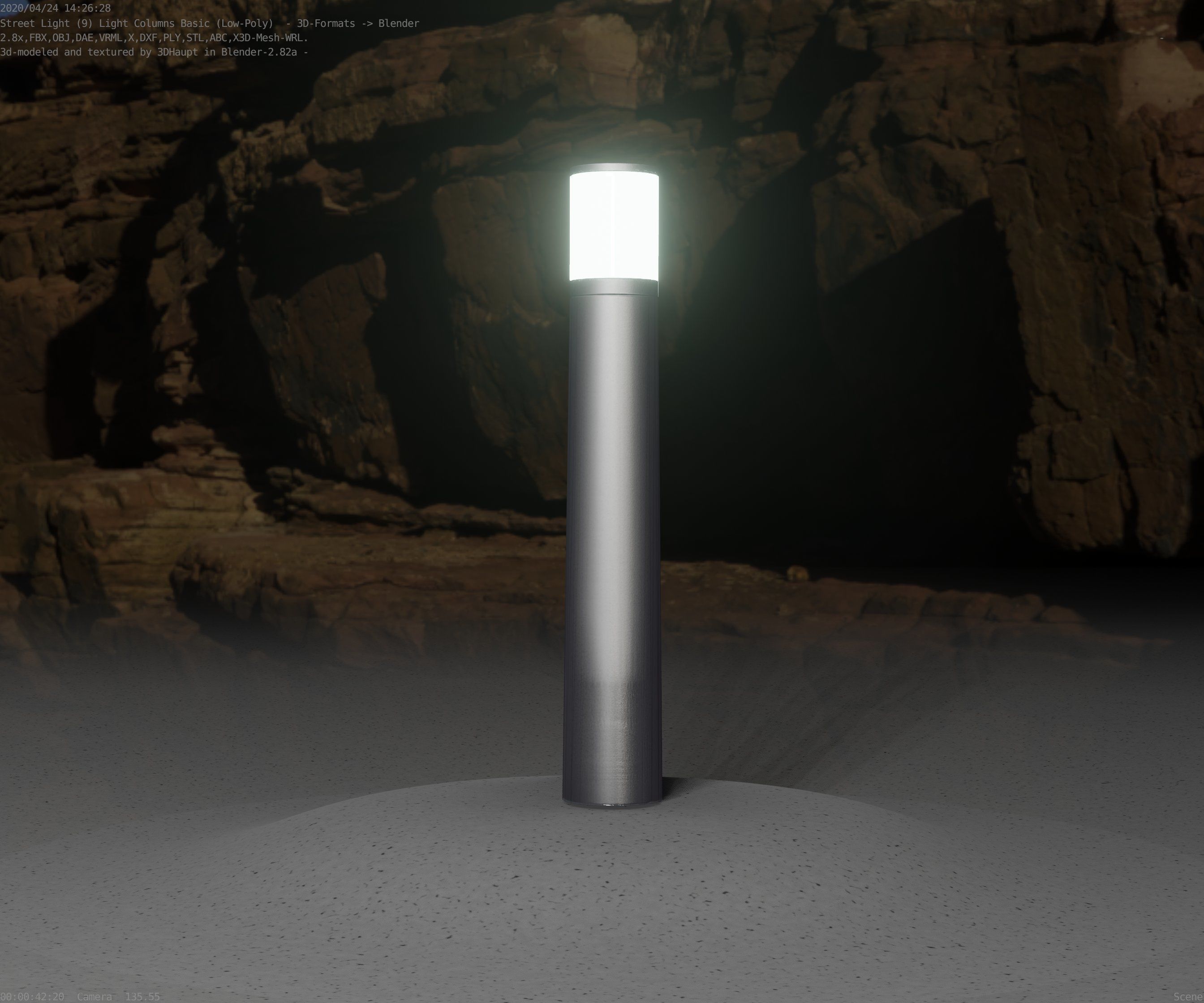 Low-Poly Basic Light Column 11 - Street Light Set-9 Low-poly 3D model_33