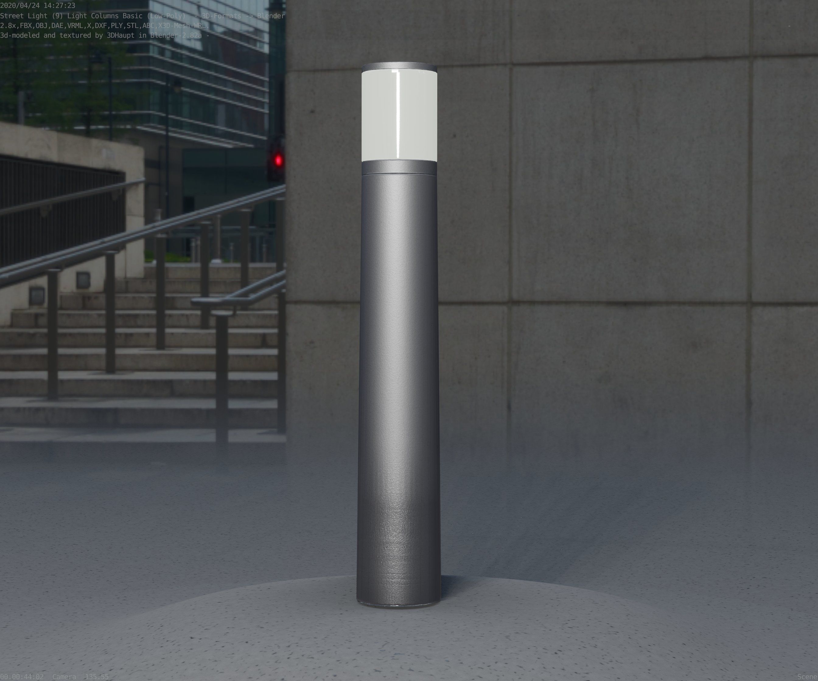 Low-Poly Basic Light Column 11 - Street Light Set-9 Low-poly 3D model_63