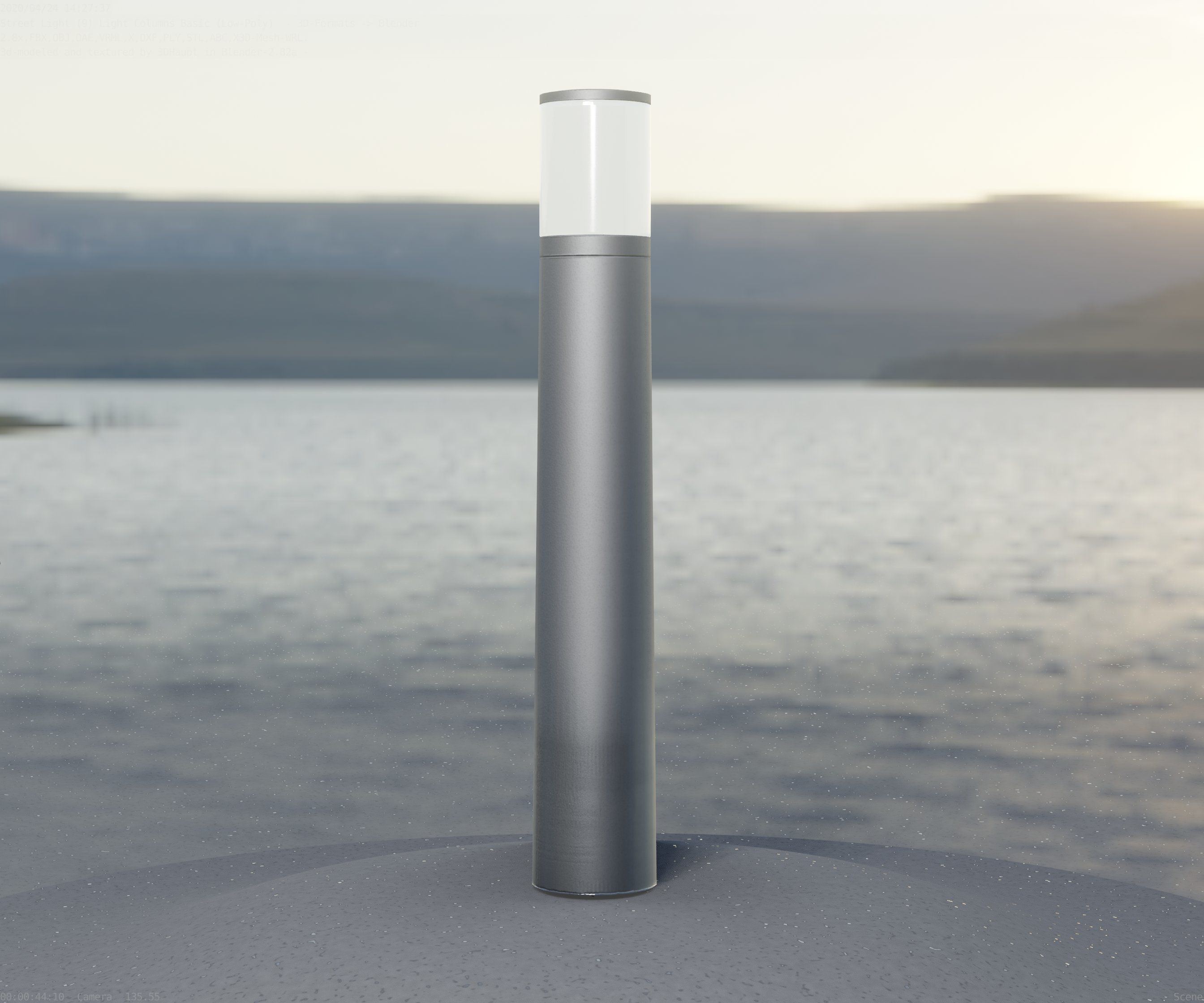 Low-Poly Basic Light Column 11 - Street Light Set-9 Low-poly 3D model_71