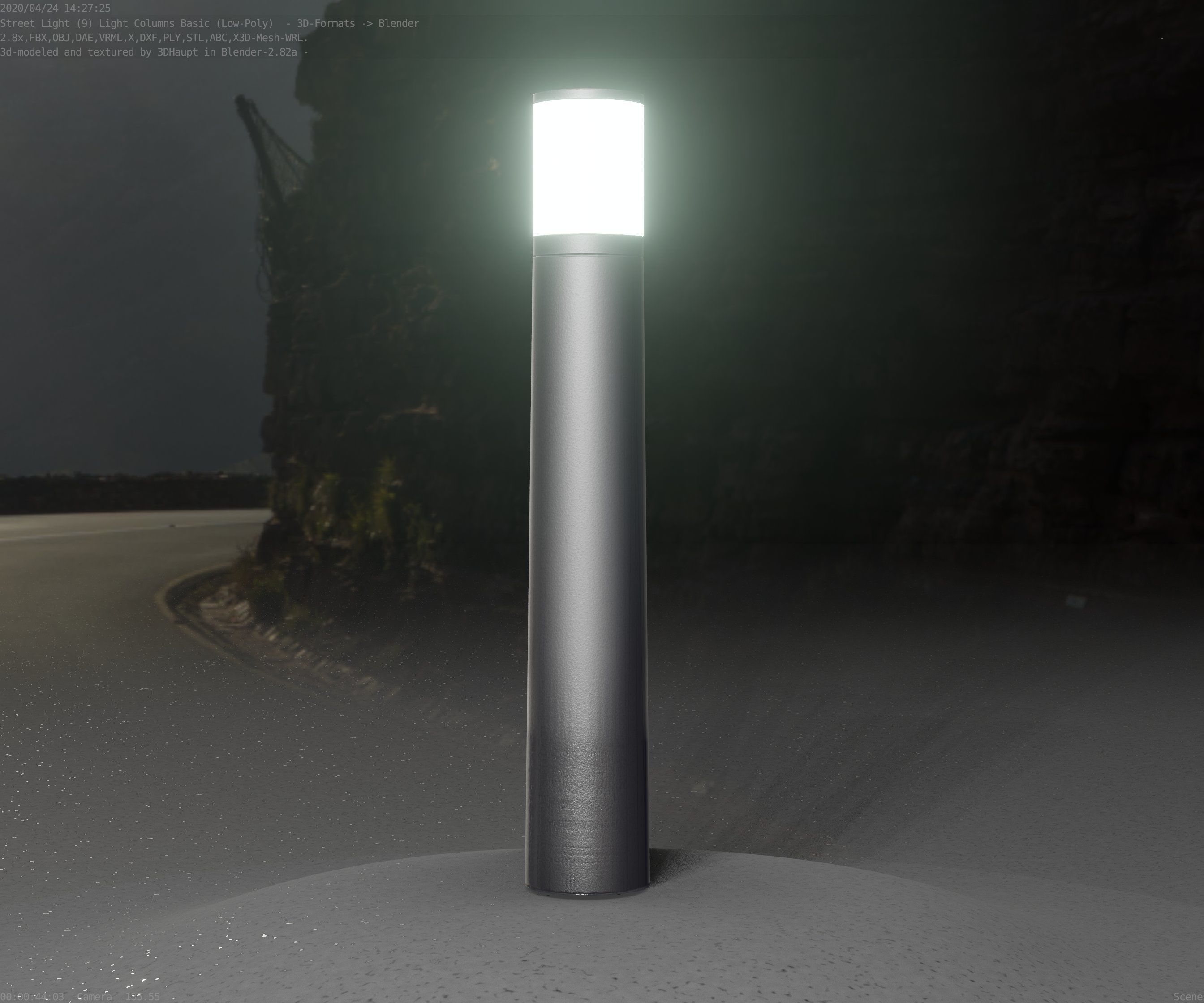 Low-Poly Basic Light Column 11 - Street Light Set-9 Low-poly 3D model_64