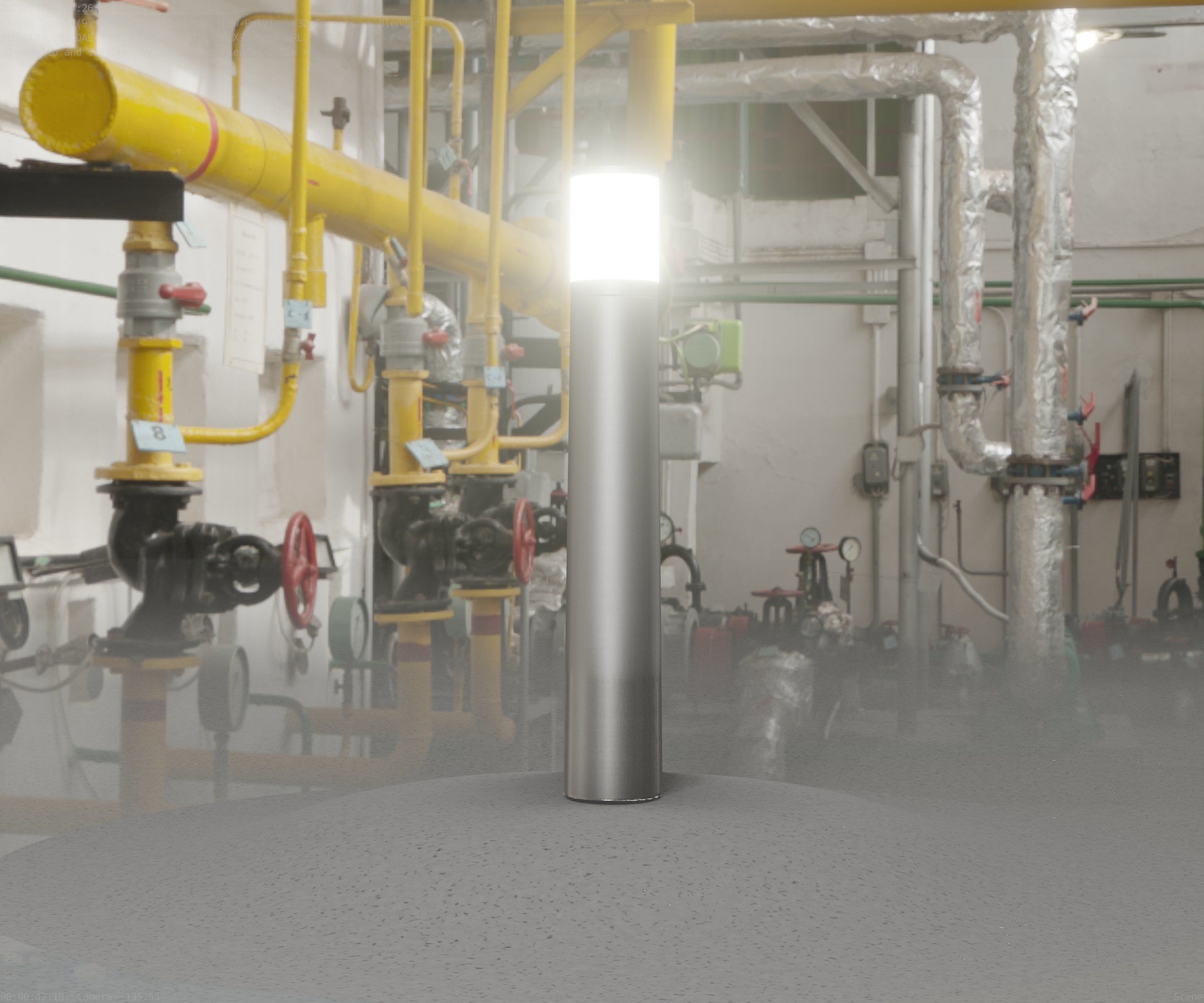 Low-Poly Basic Light Column 11 - Street Light Set-9 Low-poly 3D model_31