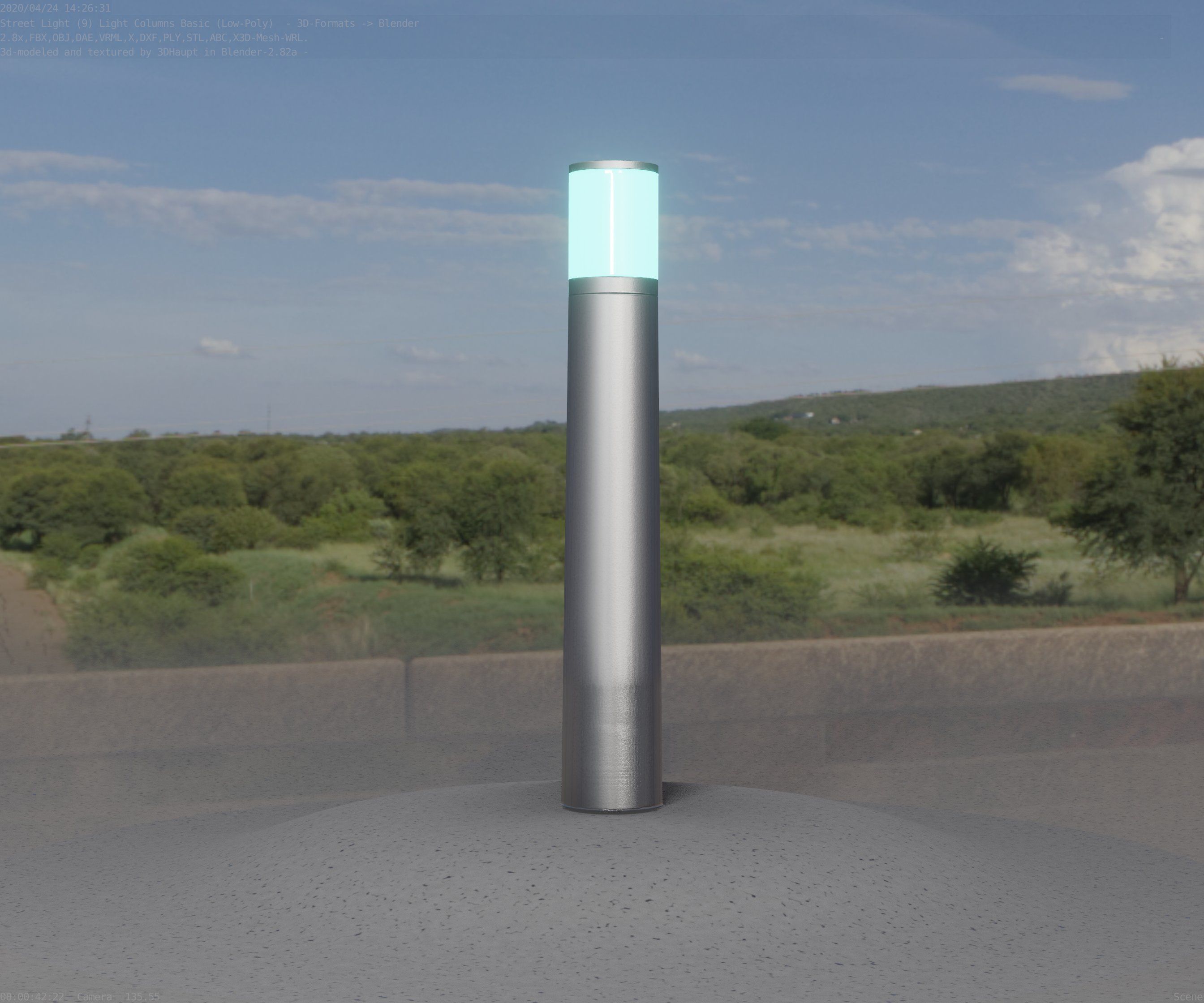 Low-Poly Basic Light Column 11 - Street Light Set-9 Low-poly 3D model_35