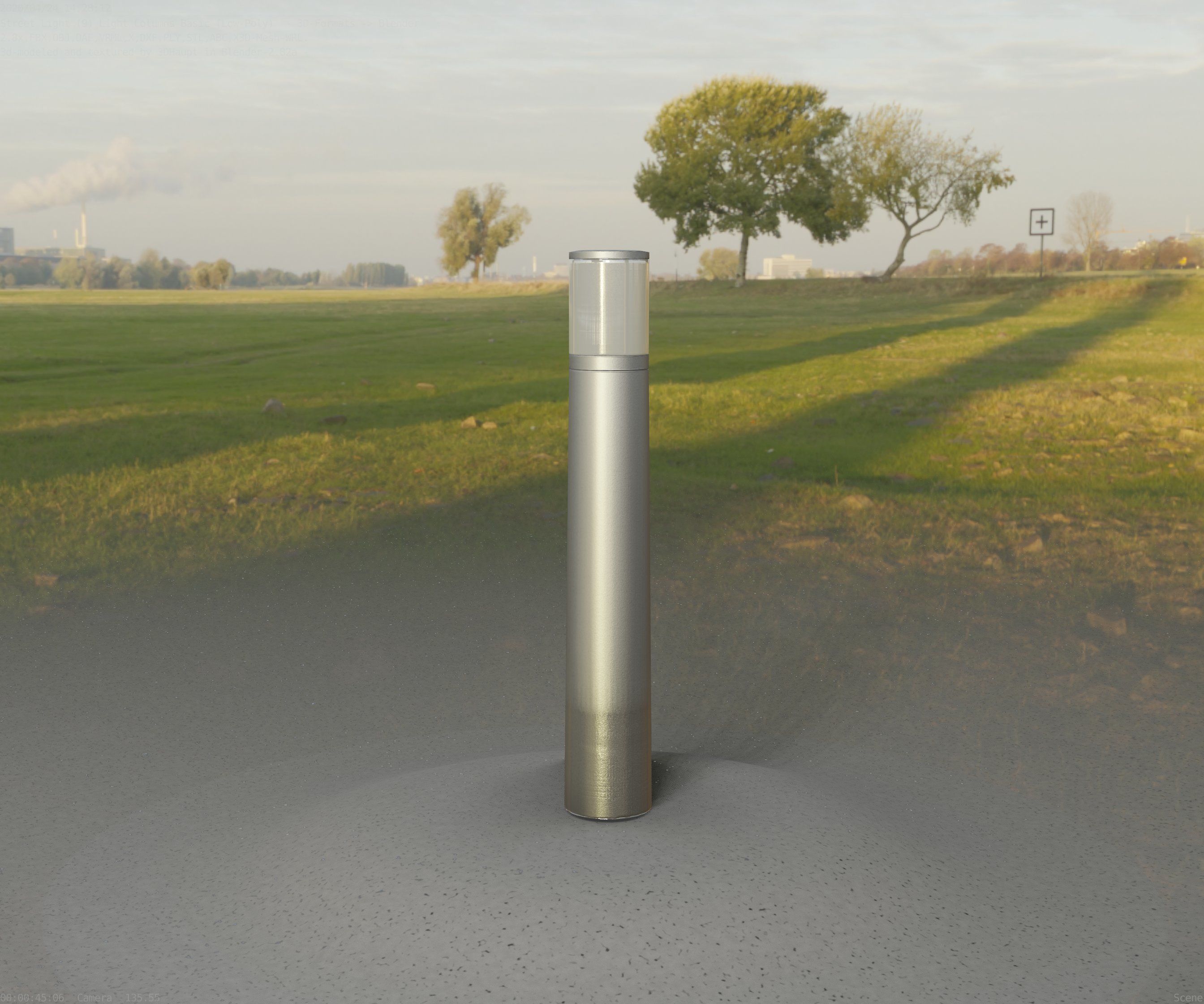 Low-Poly Basic Light Column 11 - Street Light Set-9 Low-poly 3D model_91