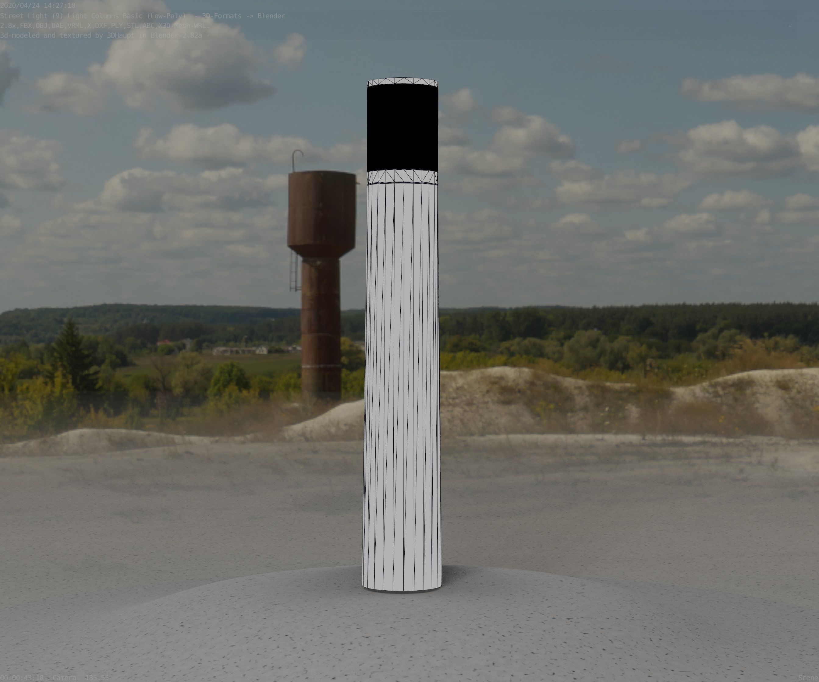 Low-Poly Basic Light Column 11 - Street Light Set-9 Low-poly 3D model_55