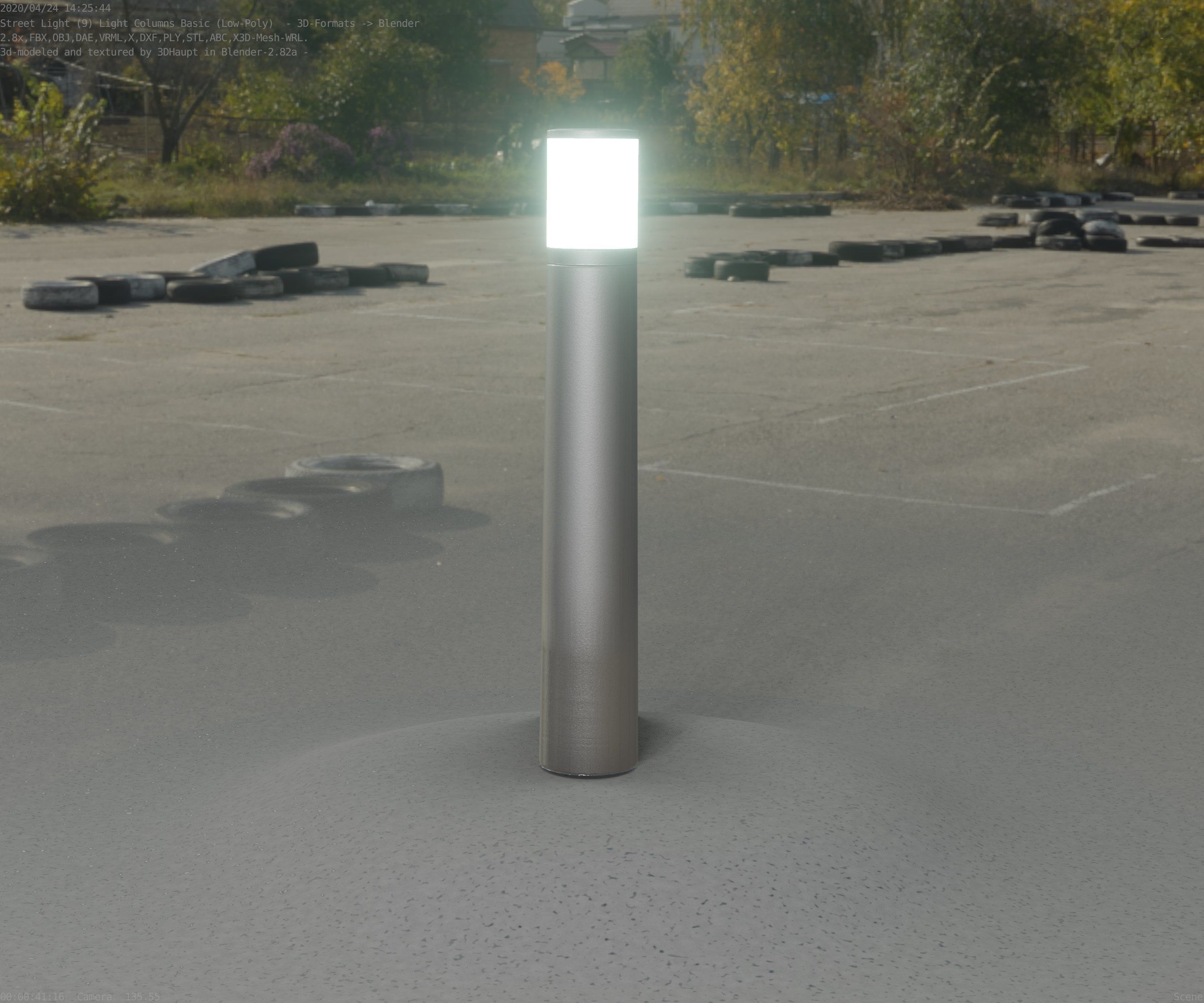 Low-Poly Basic Light Column 11 - Street Light Set-9 Low-poly 3D model_5