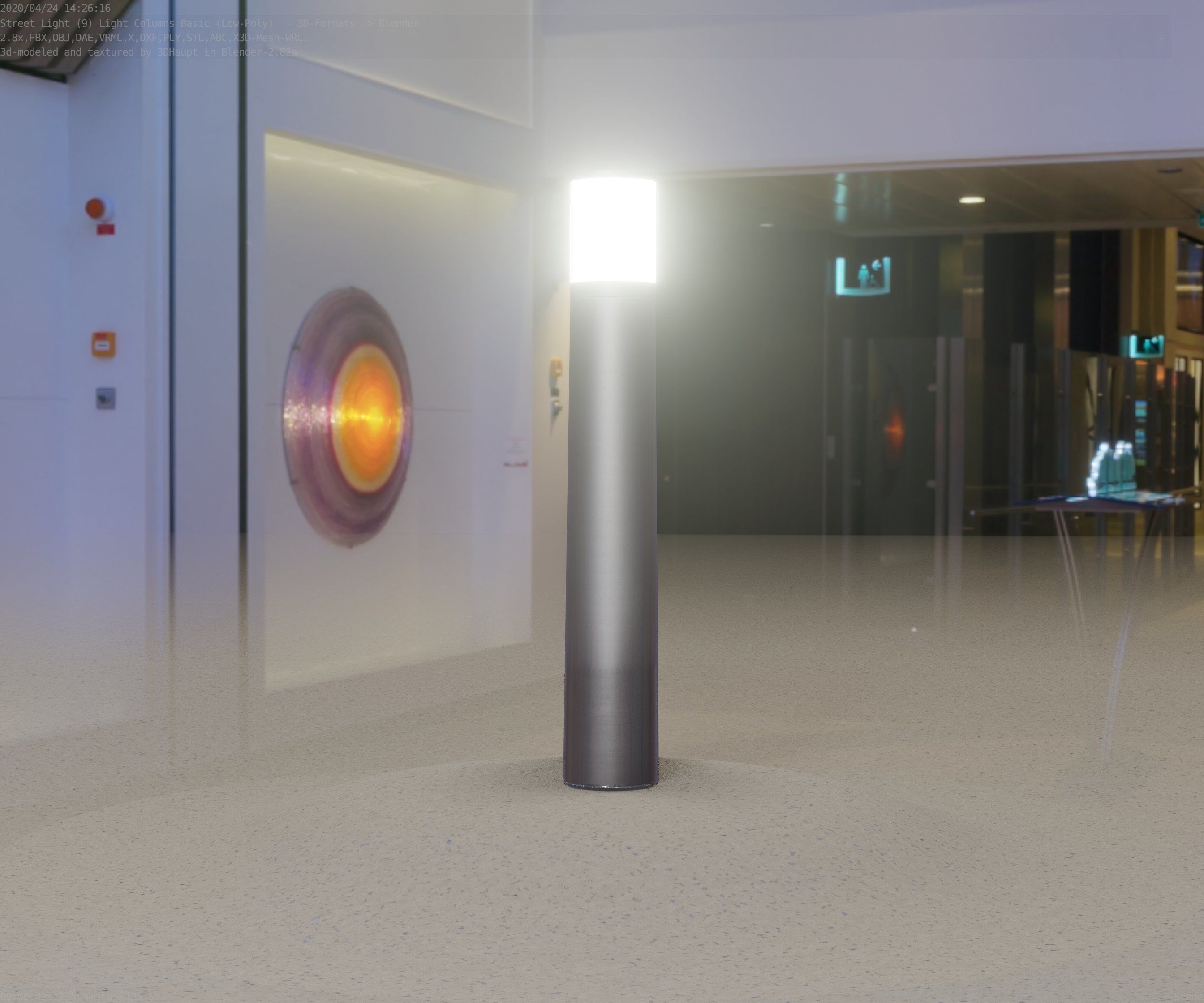 Low-Poly Basic Light Column 11 - Street Light Set-9 Low-poly 3D model_25