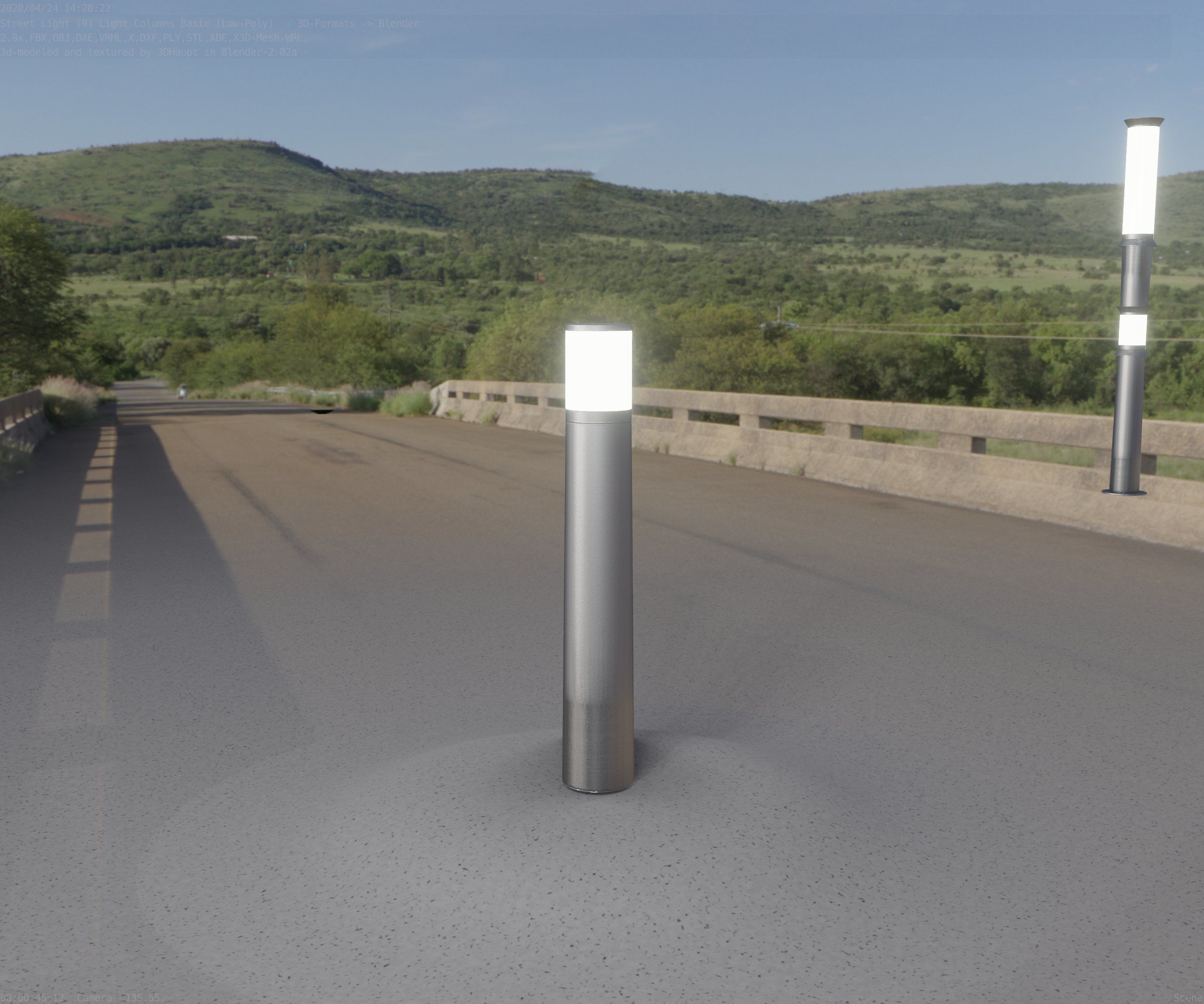 Low-Poly Basic Light Column 11 - Street Light Set-9 Low-poly 3D model_97