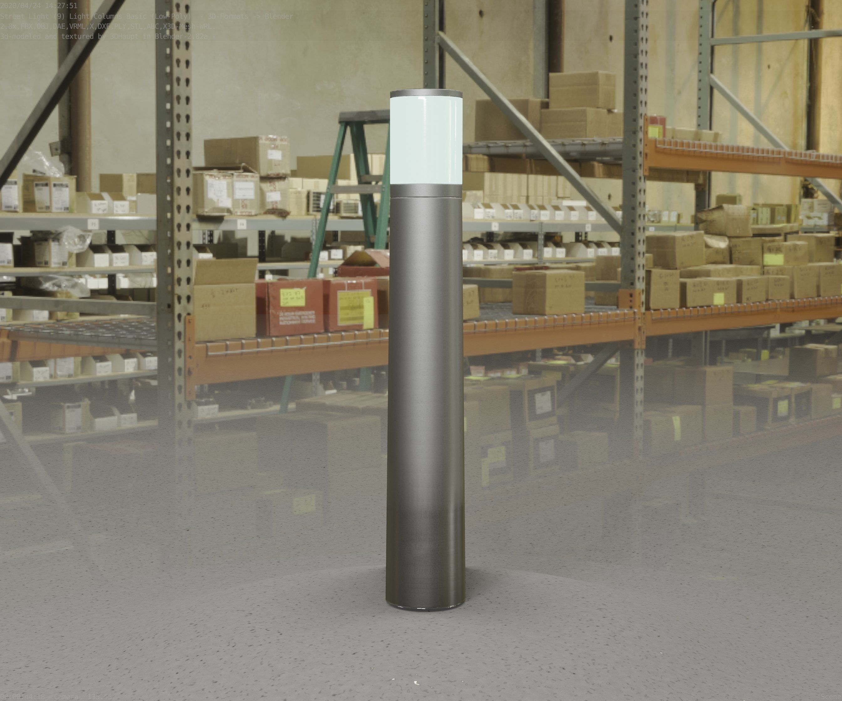 Low-Poly Basic Light Column 11 - Street Light Set-9 Low-poly 3D model_79