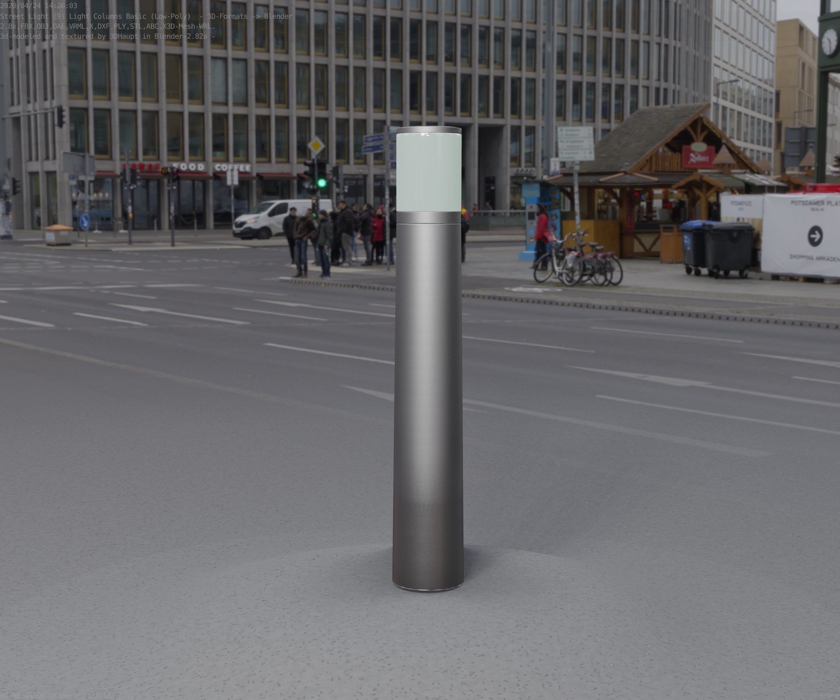 Low-Poly Basic Light Column 11 - Street Light Set-9 Low-poly 3D model_85