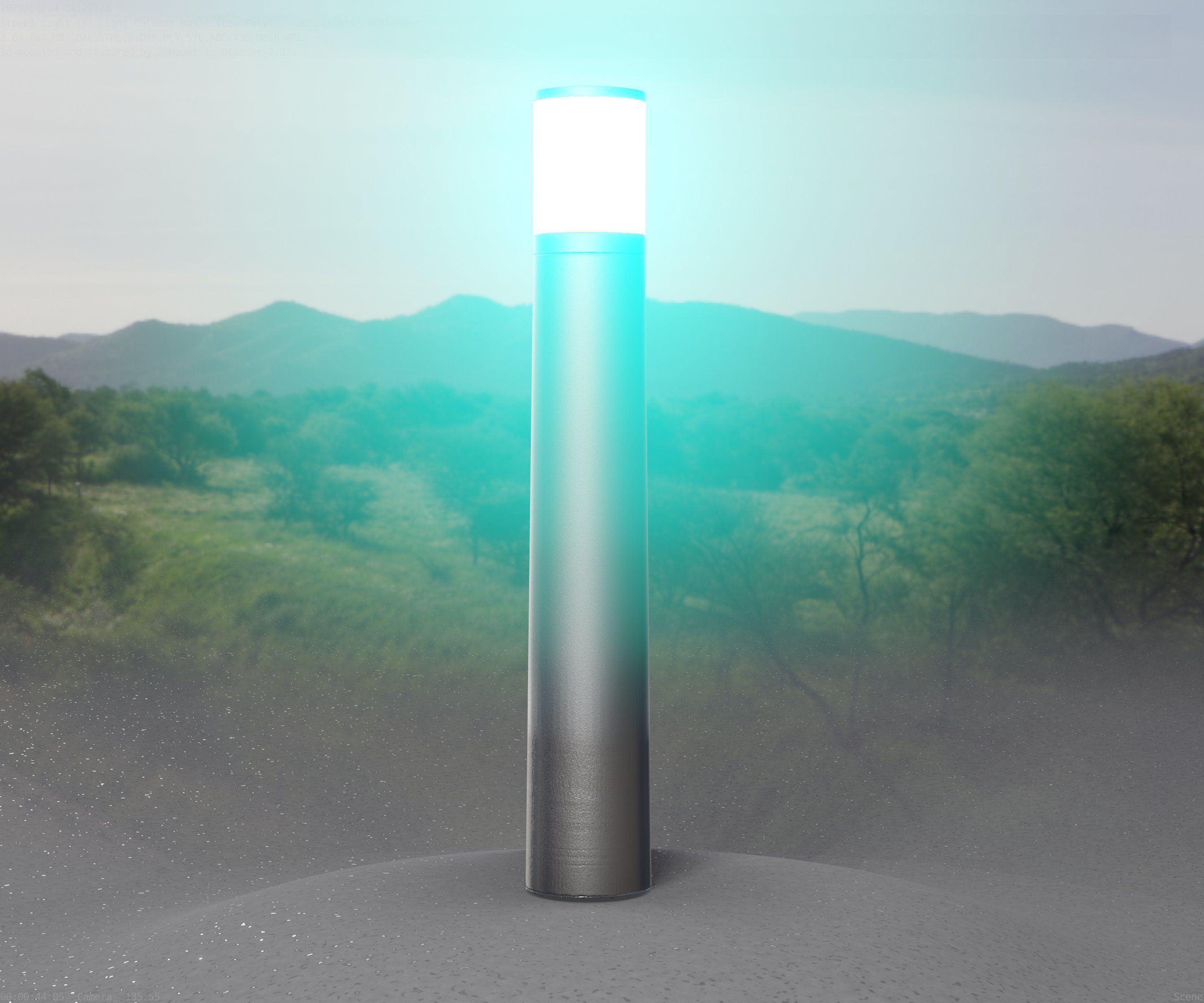 Low-Poly Basic Light Column 11 - Street Light Set-9 Low-poly 3D model_66