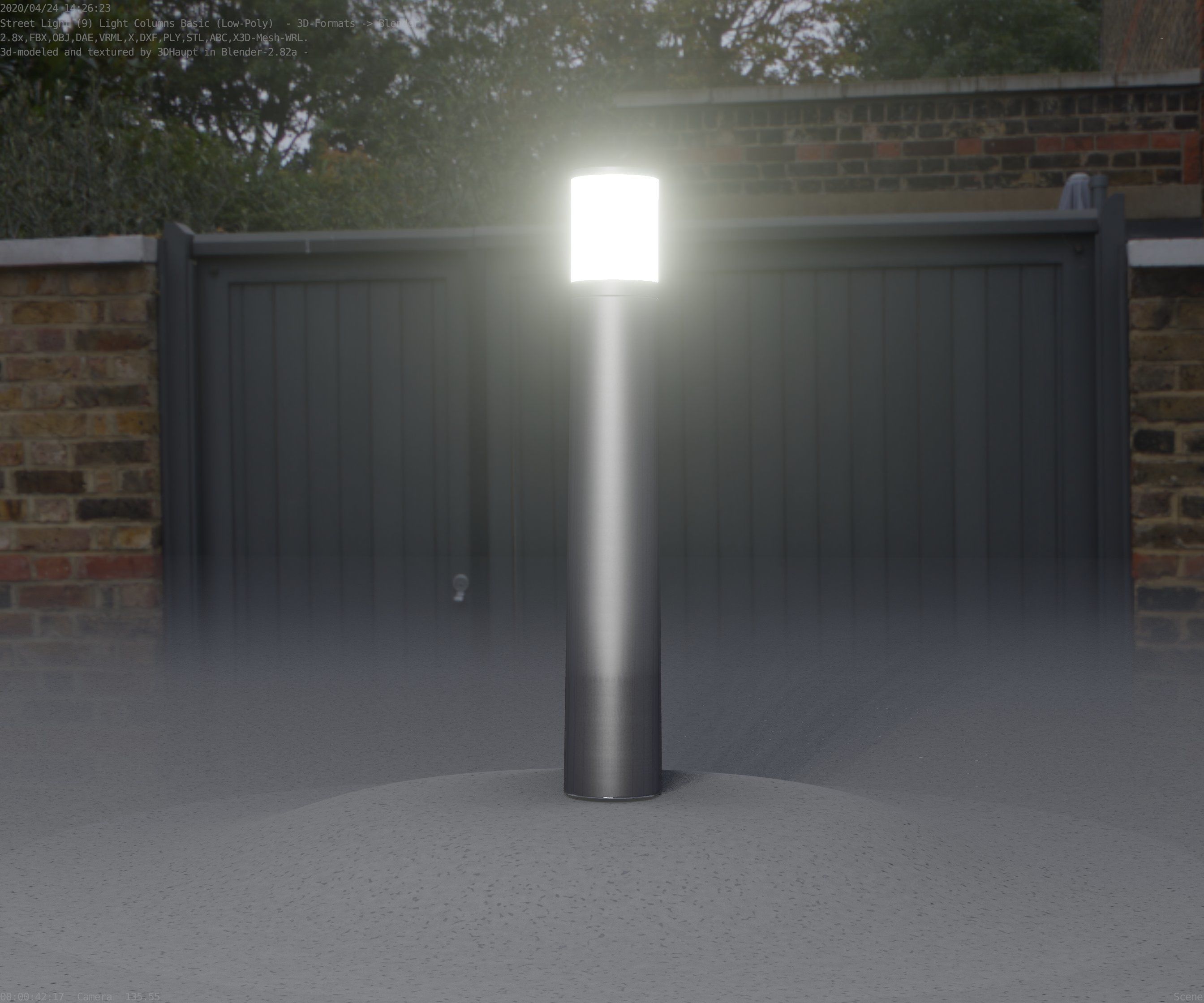 Low-Poly Basic Light Column 11 - Street Light Set-9 Low-poly 3D model_30