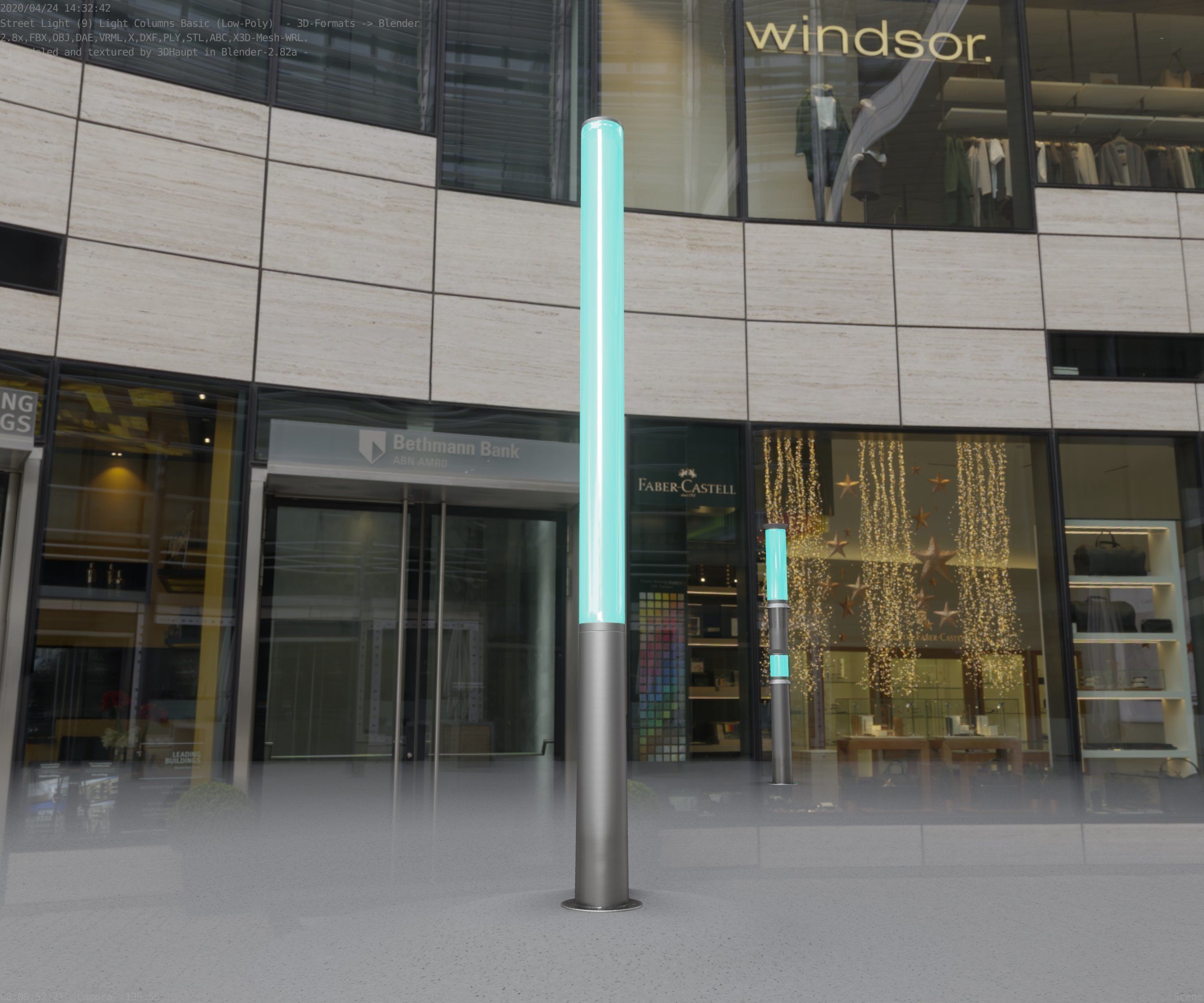 Low-Poly Basic Light Column 13 - Street Light Set-9 Low-poly 3D model_69