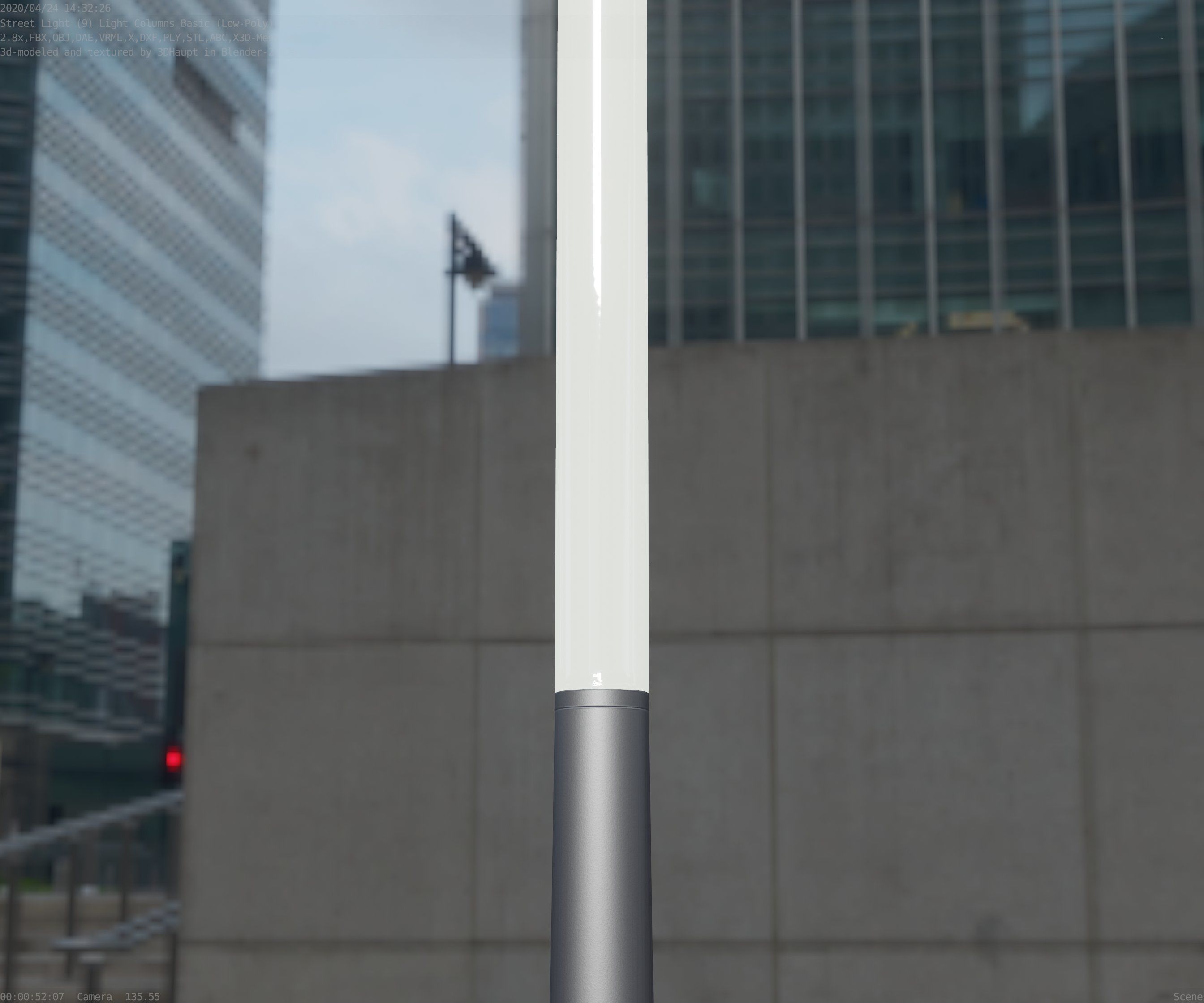 Low-Poly Basic Light Column 13 - Street Light Set-9 Low-poly 3D model_55