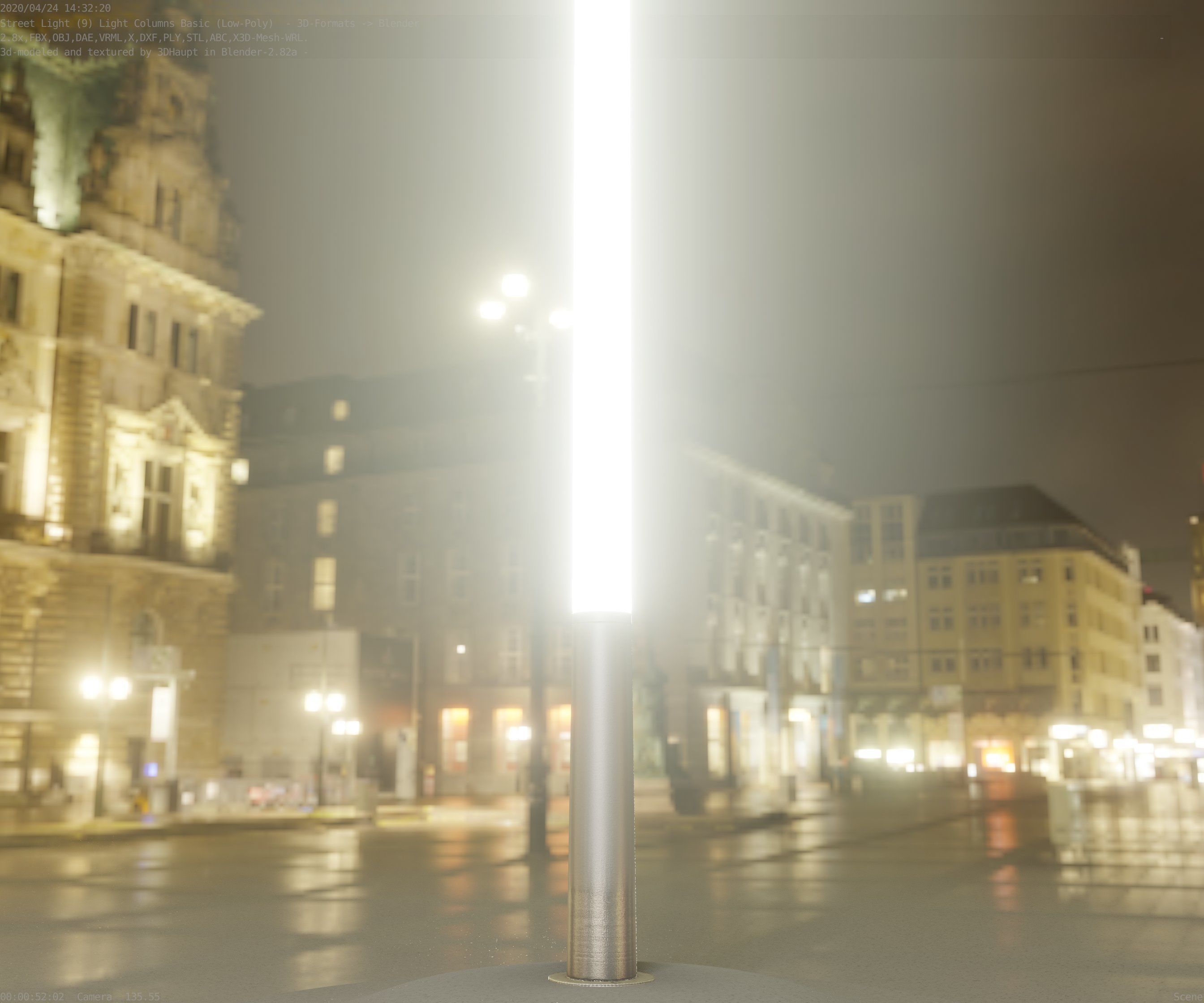 Low-Poly Basic Light Column 13 - Street Light Set-9 Low-poly 3D model_50