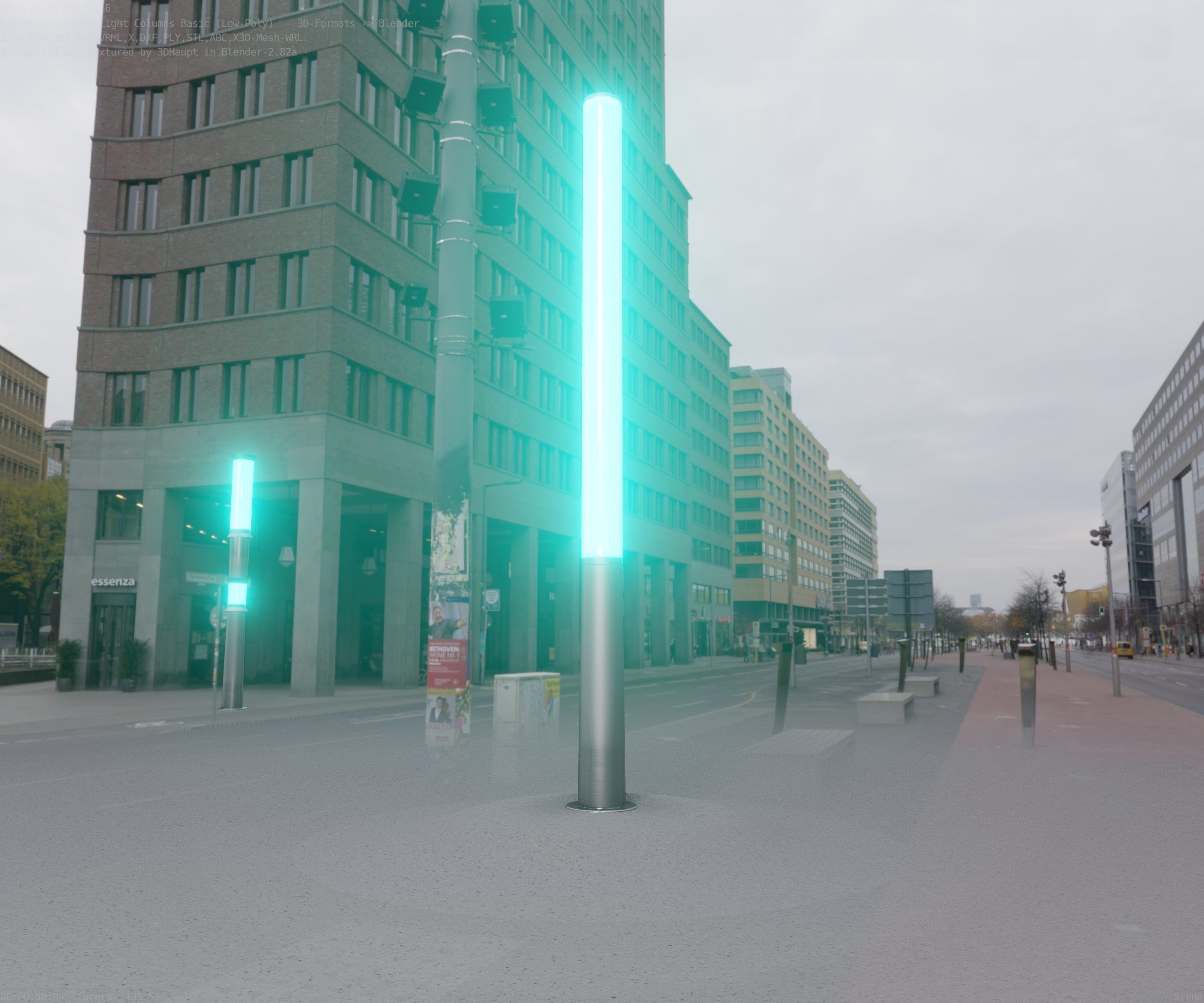 Low-Poly Basic Light Column 13 - Street Light Set-9 Low-poly 3D model_6