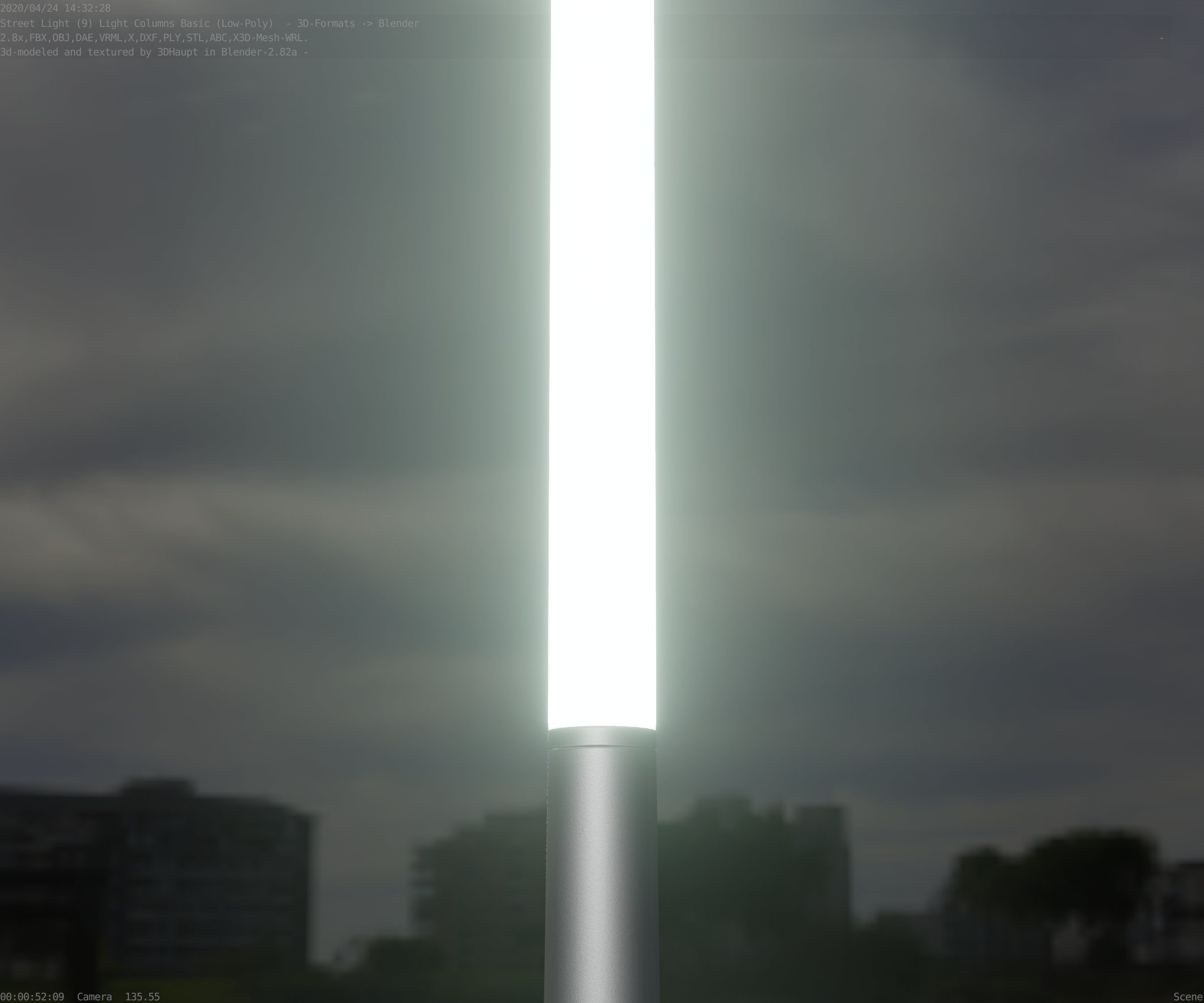 Low-Poly Basic Light Column 13 - Street Light Set-9 Low-poly 3D model_57