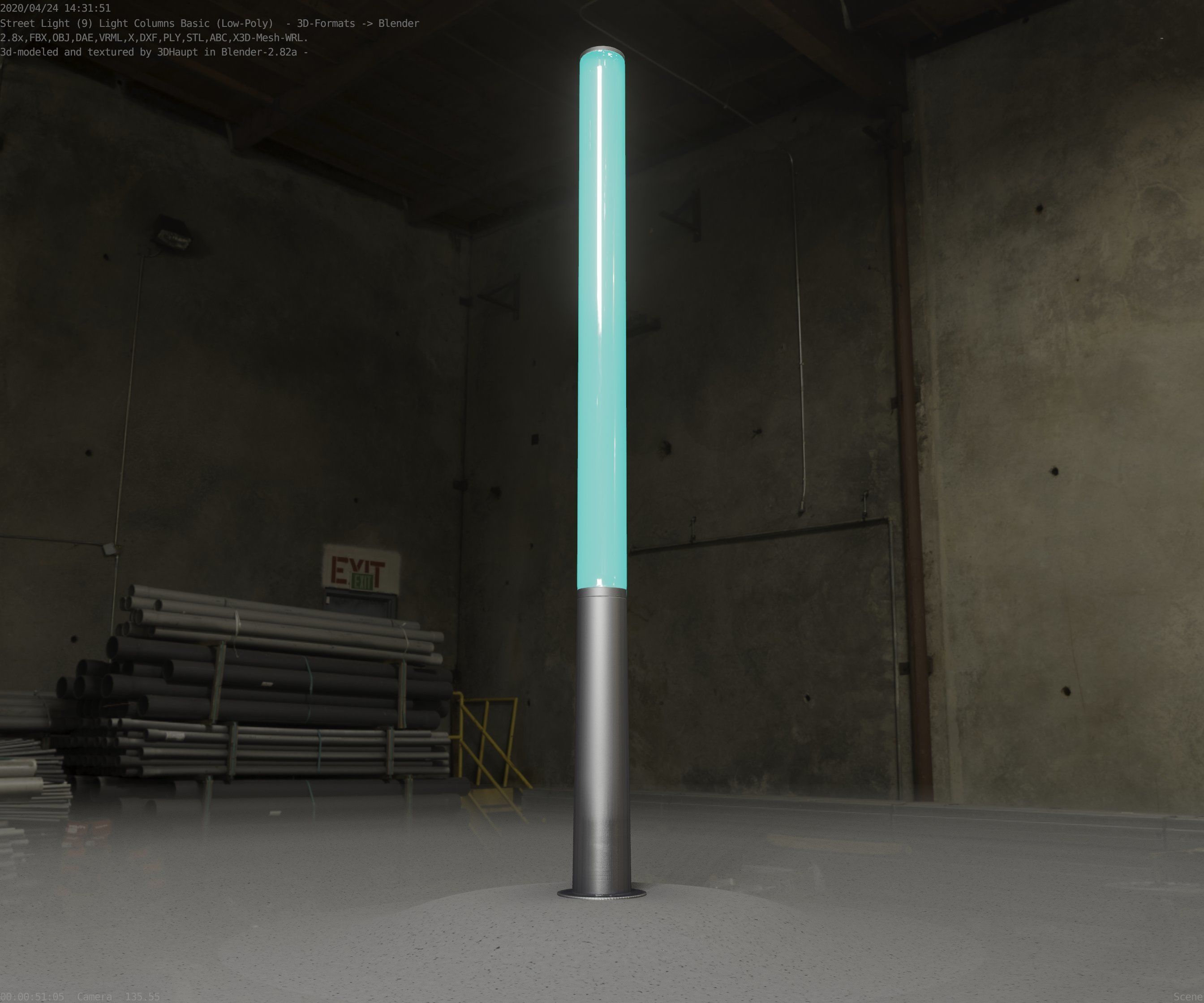 Low-Poly Basic Light Column 13 - Street Light Set-9 Low-poly 3D model_29