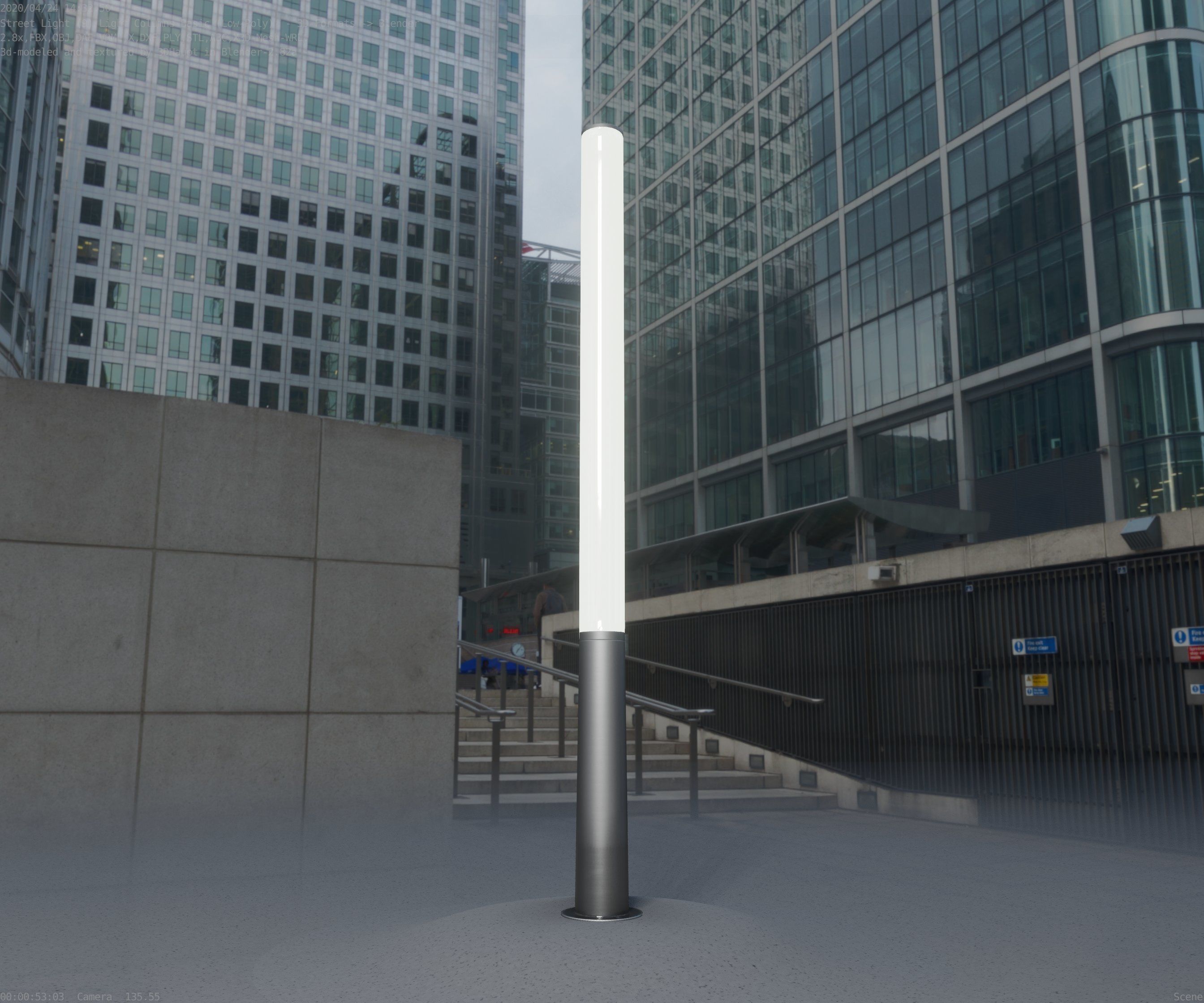 Low-Poly Basic Light Column 13 - Street Light Set-9 Low-poly 3D model_75