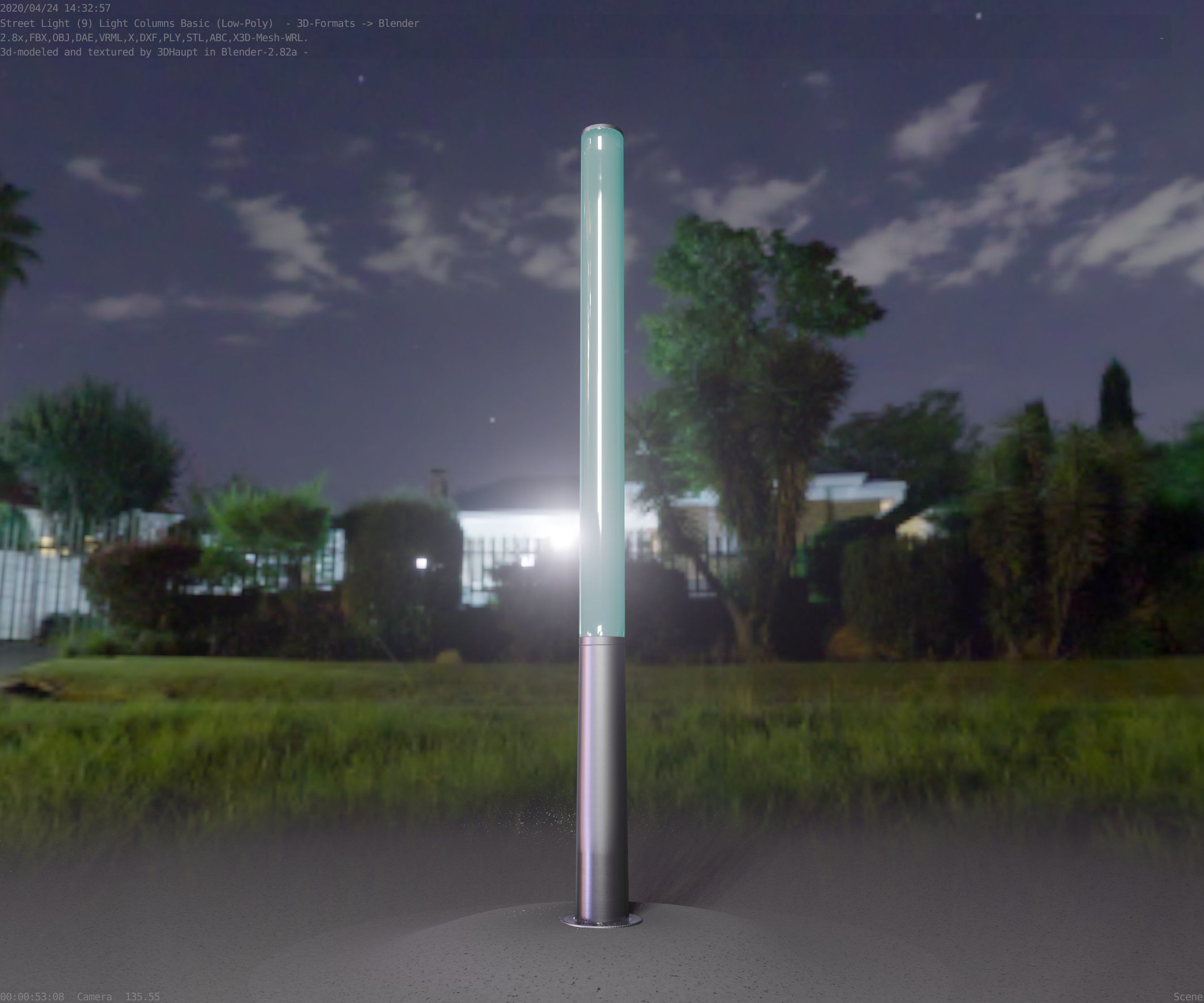 Low-Poly Basic Light Column 13 - Street Light Set-9 Low-poly 3D model_80