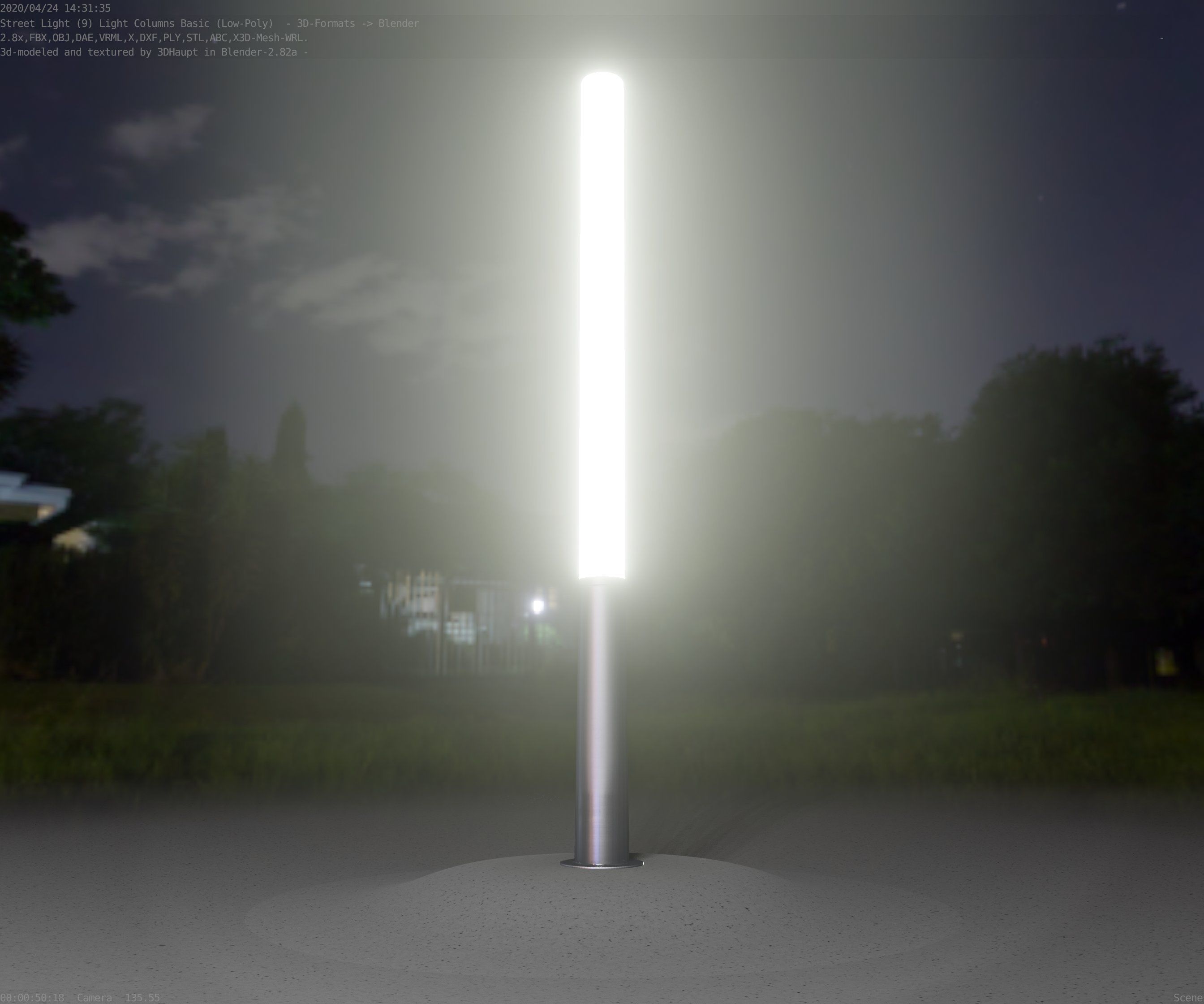 Low-Poly Basic Light Column 13 - Street Light Set-9 Low-poly 3D model_18