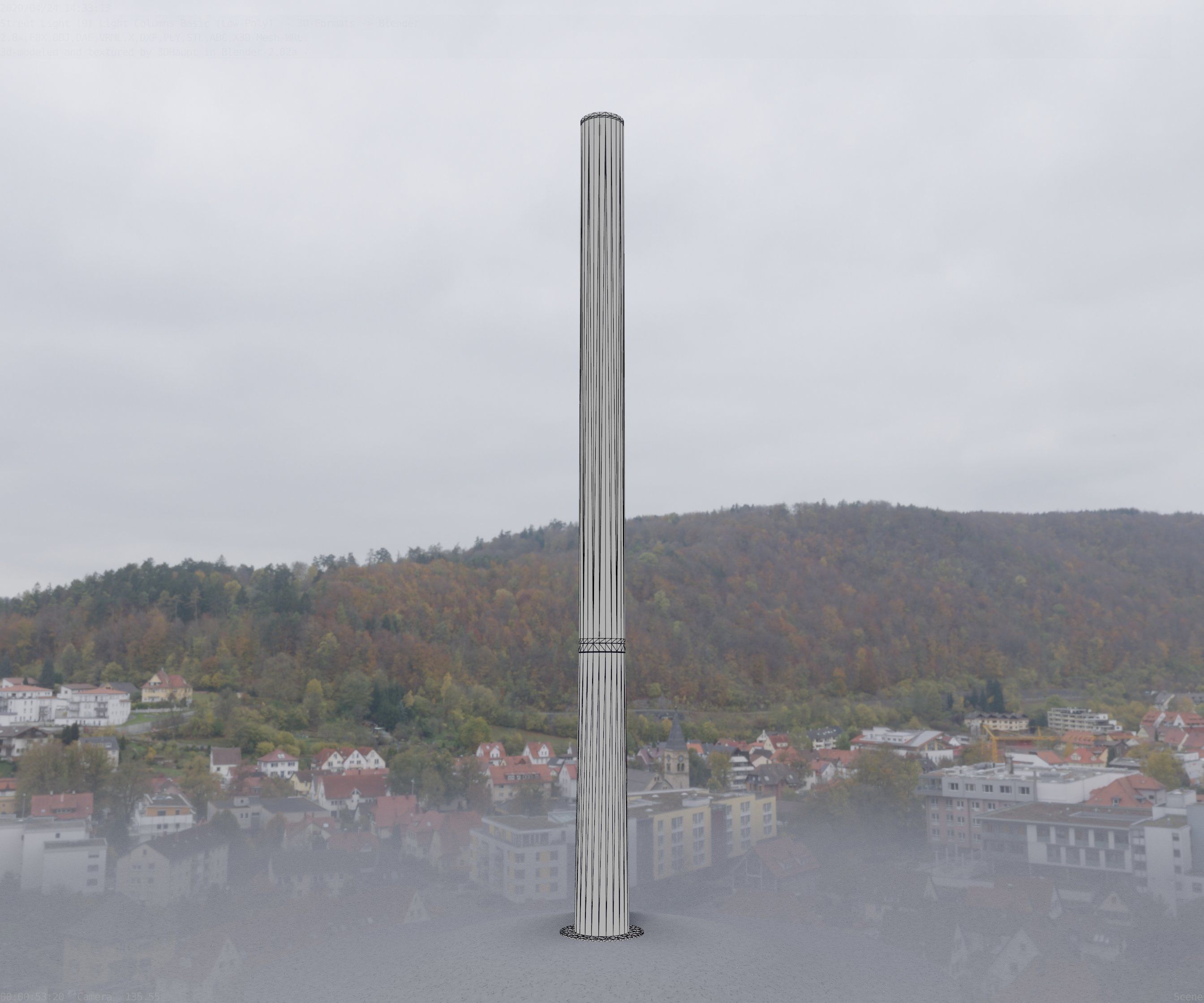 Low-Poly Basic Light Column 13 - Street Light Set-9 Low-poly 3D model_92