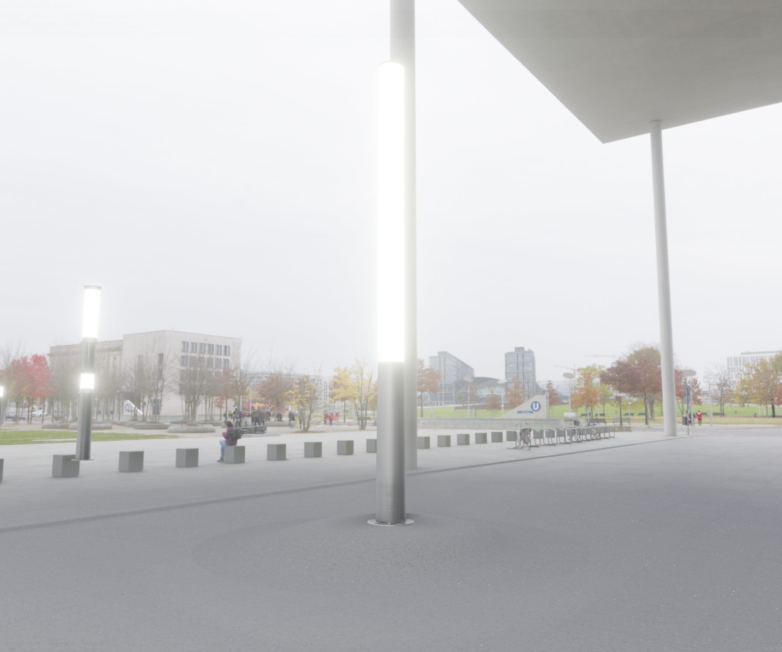 Low-Poly Basic Light Column 13 - Street Light Set-9 Low-poly 3D model_5