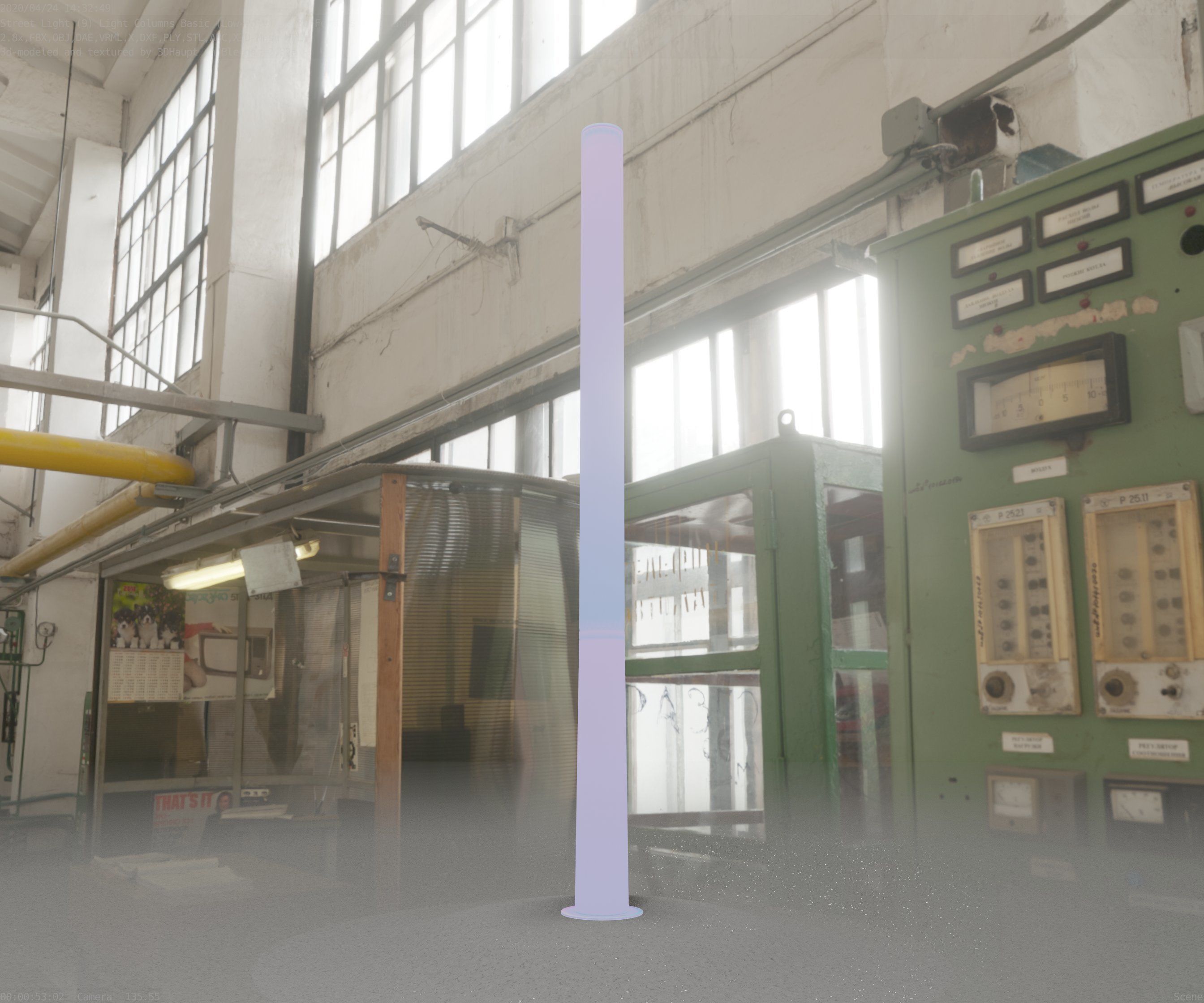 Low-Poly Basic Light Column 13 - Street Light Set-9 Low-poly 3D model_74