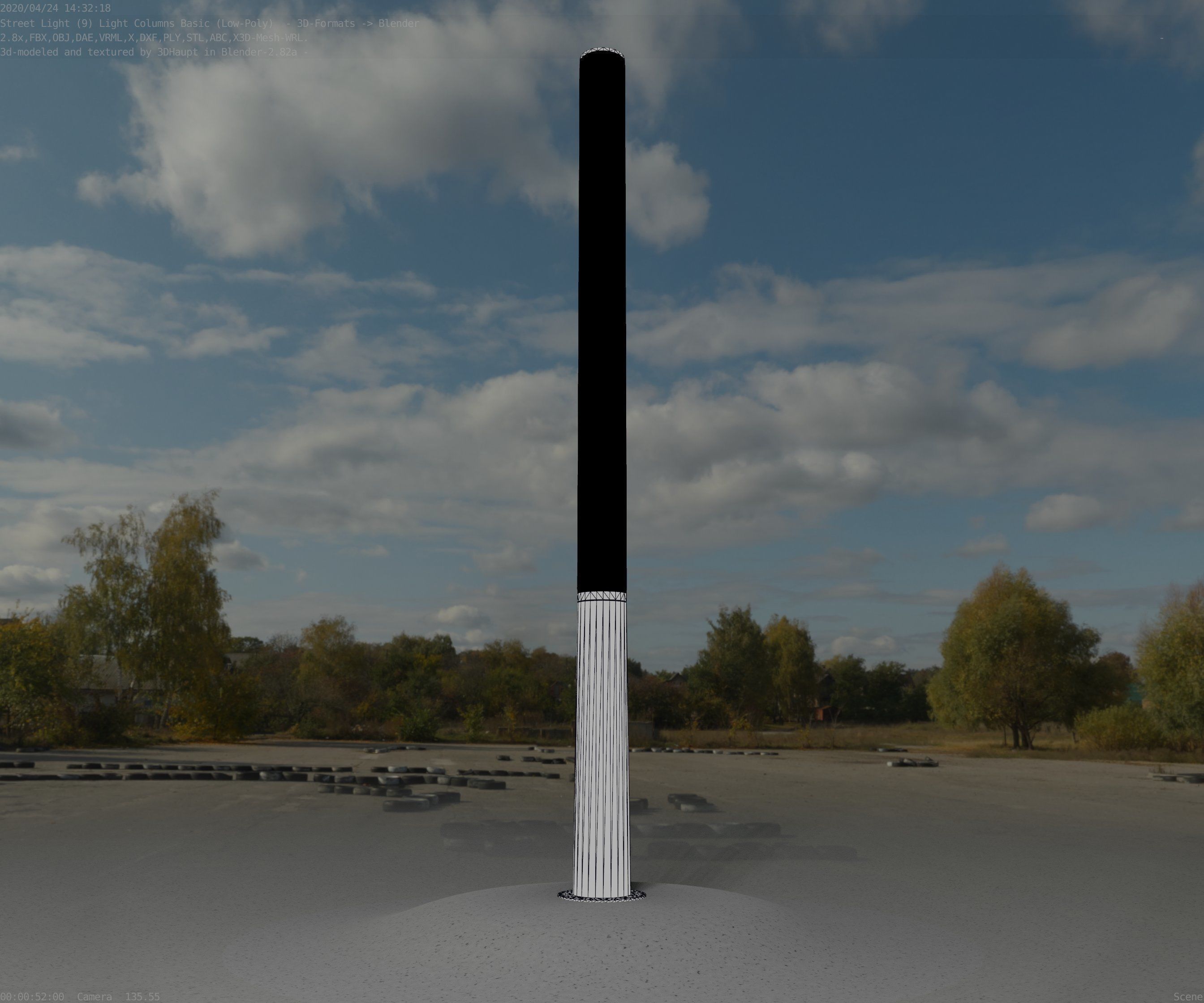 Low-Poly Basic Light Column 13 - Street Light Set-9 Low-poly 3D model_48
