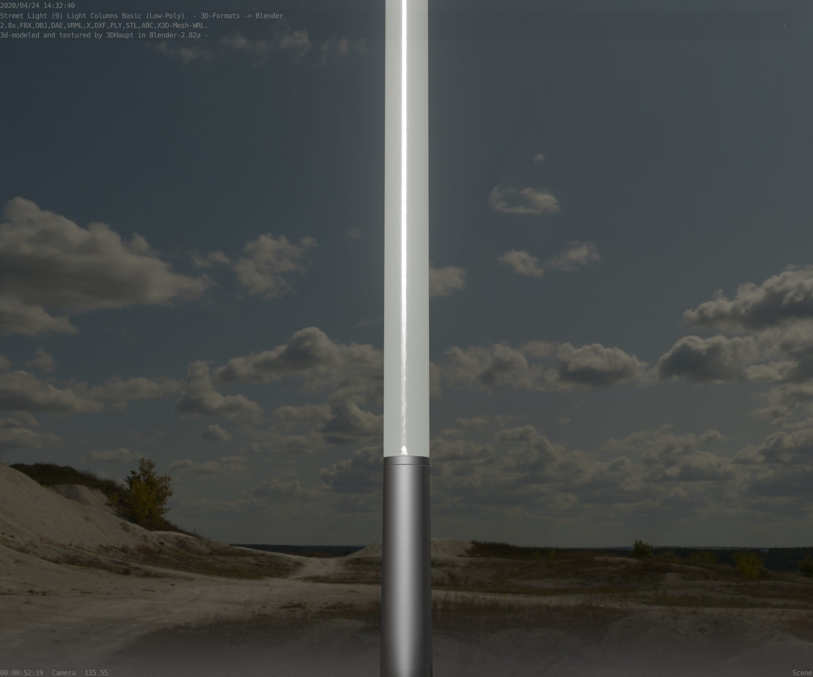 Low-Poly Basic Light Column 13 - Street Light Set-9 Low-poly 3D model_67