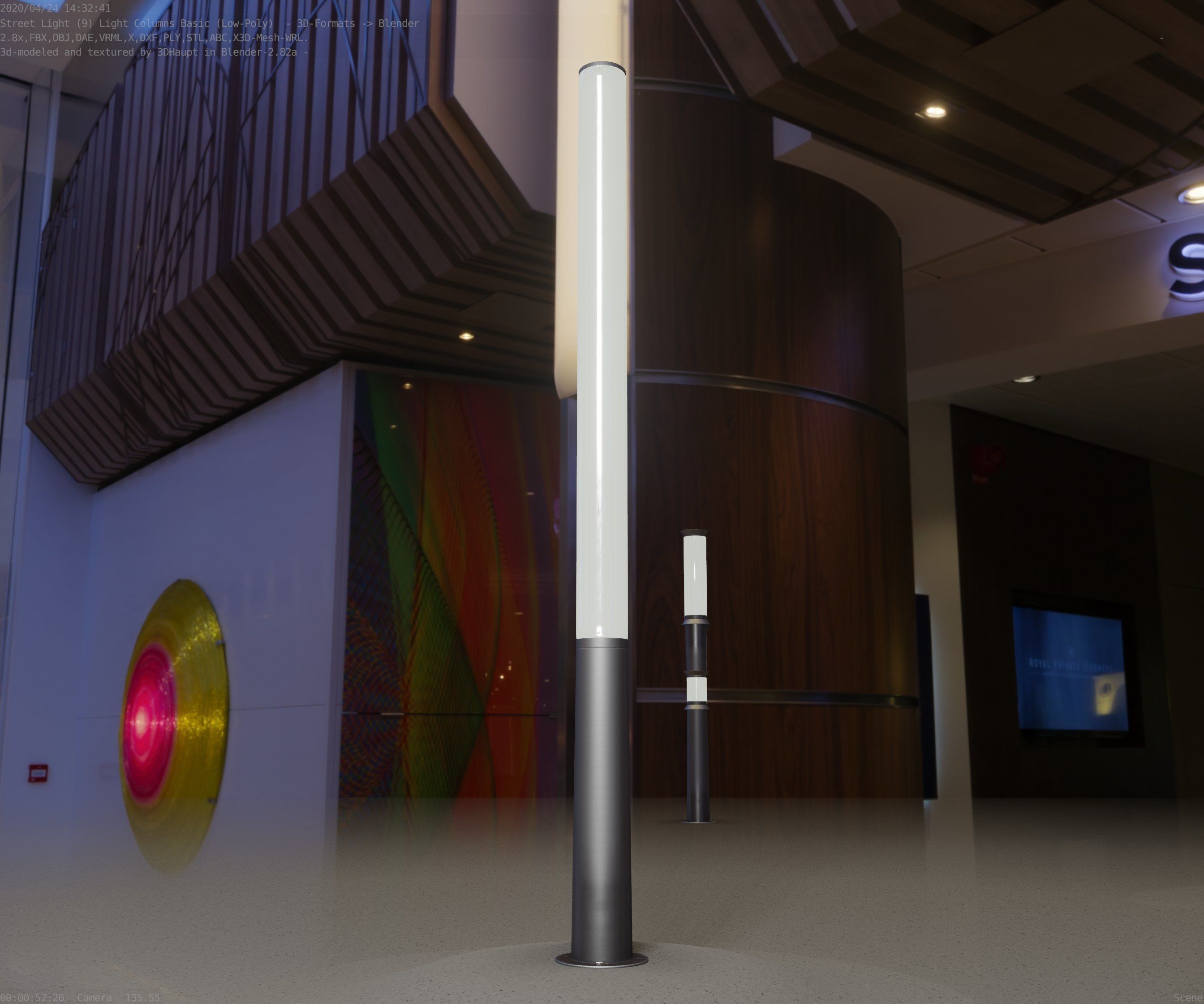 Low-Poly Basic Light Column 13 - Street Light Set-9 Low-poly 3D model_68