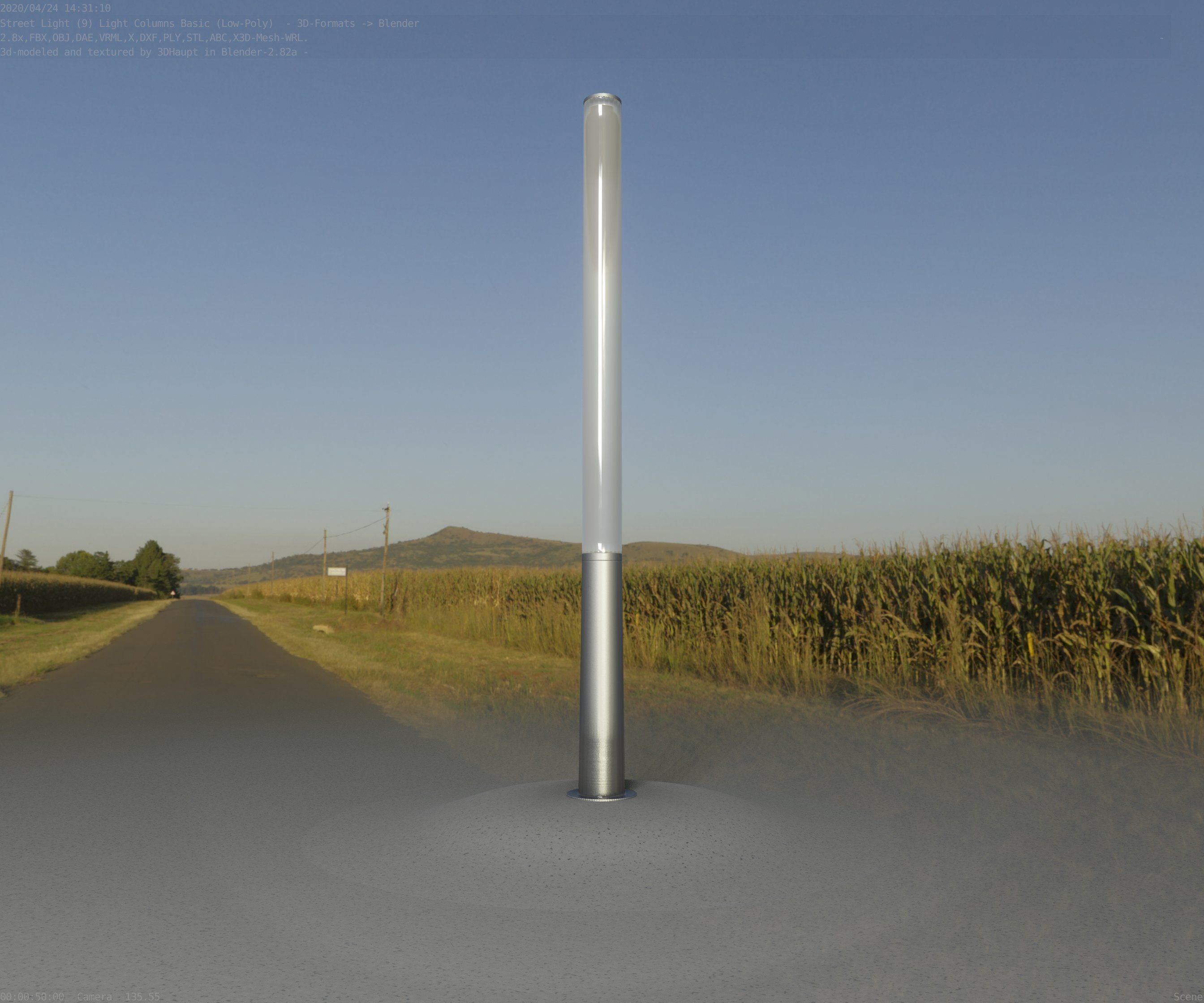 Low-Poly Basic Light Column 13 - Street Light Set-9 Low-poly 3D model_1