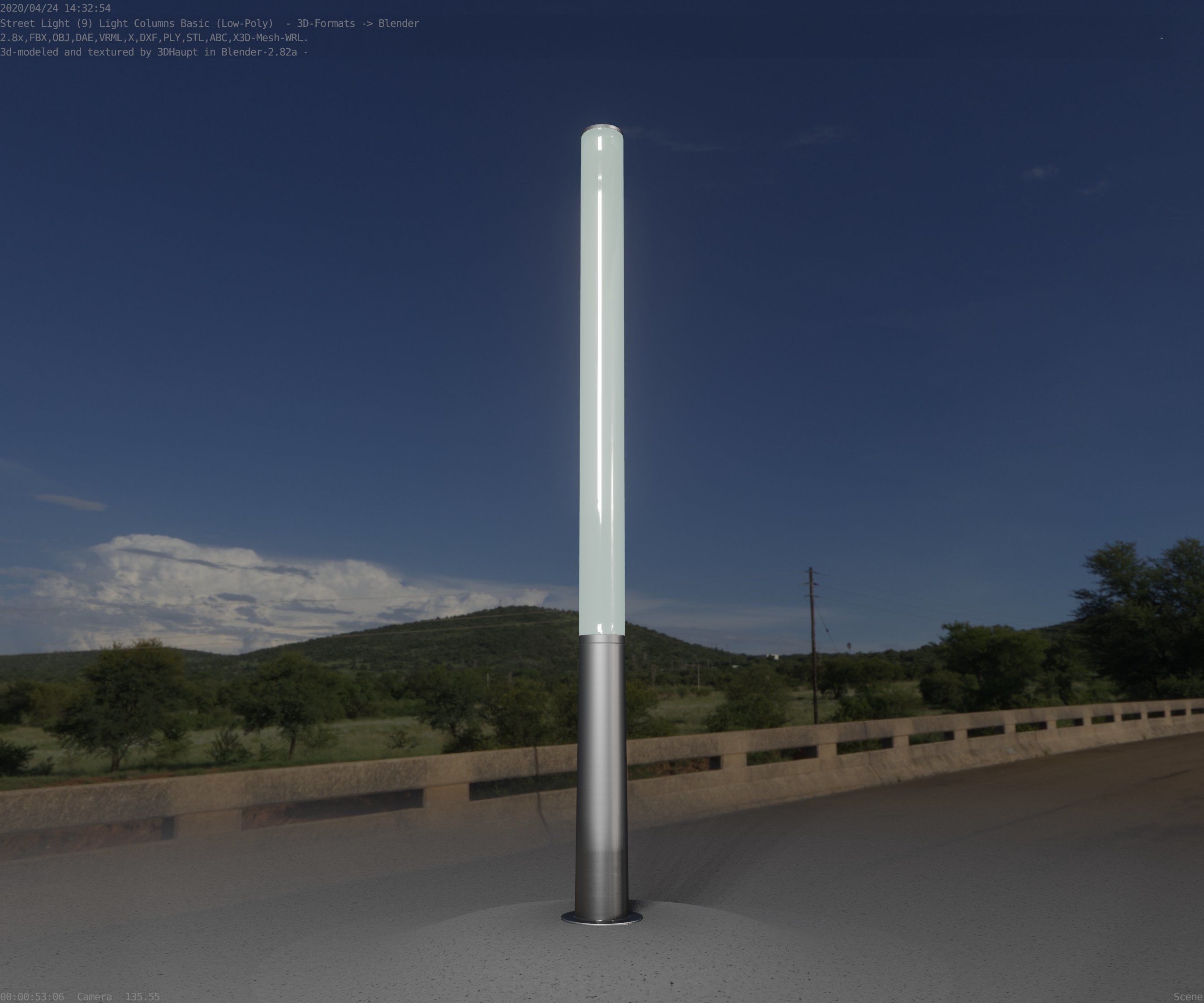 Low-Poly Basic Light Column 13 - Street Light Set-9 Low-poly 3D model_78