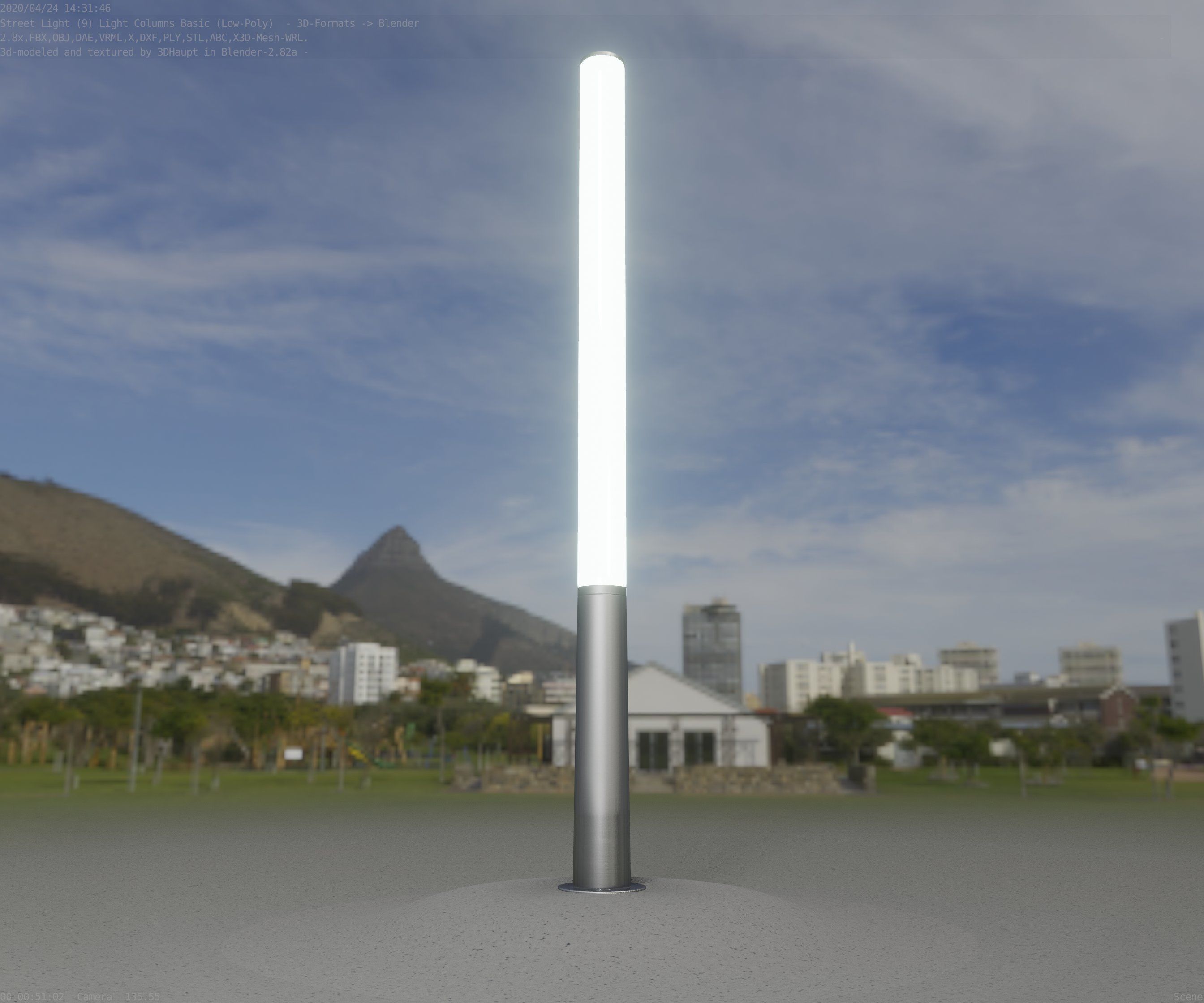 Low-Poly Basic Light Column 13 - Street Light Set-9 Low-poly 3D model_26