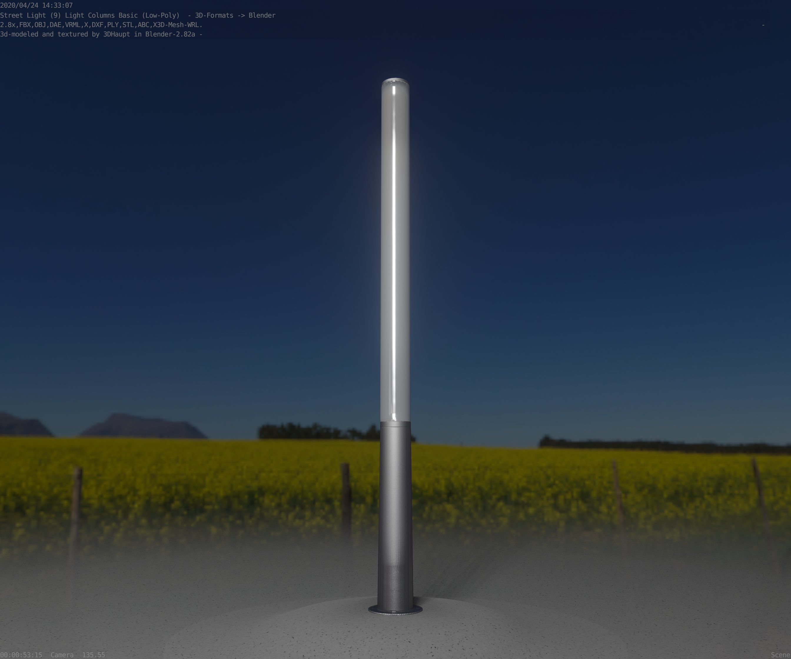 Low-Poly Basic Light Column 13 - Street Light Set-9 Low-poly 3D model_87
